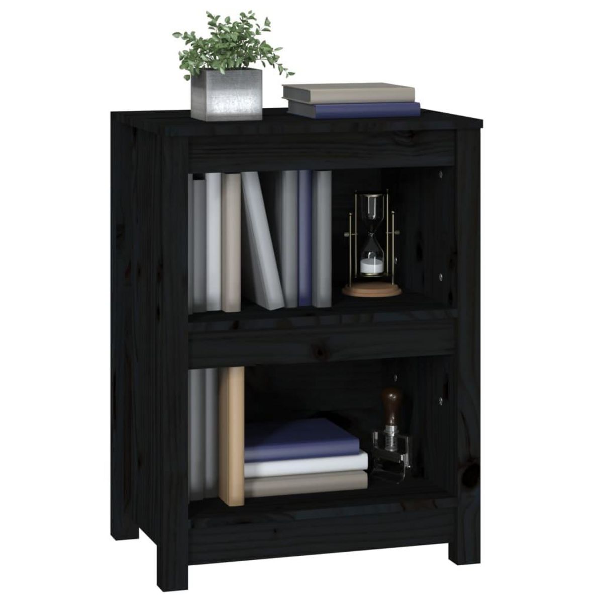 VIDAXL Bibliotheque Noir 50x35x68 cm Bois de pin massif