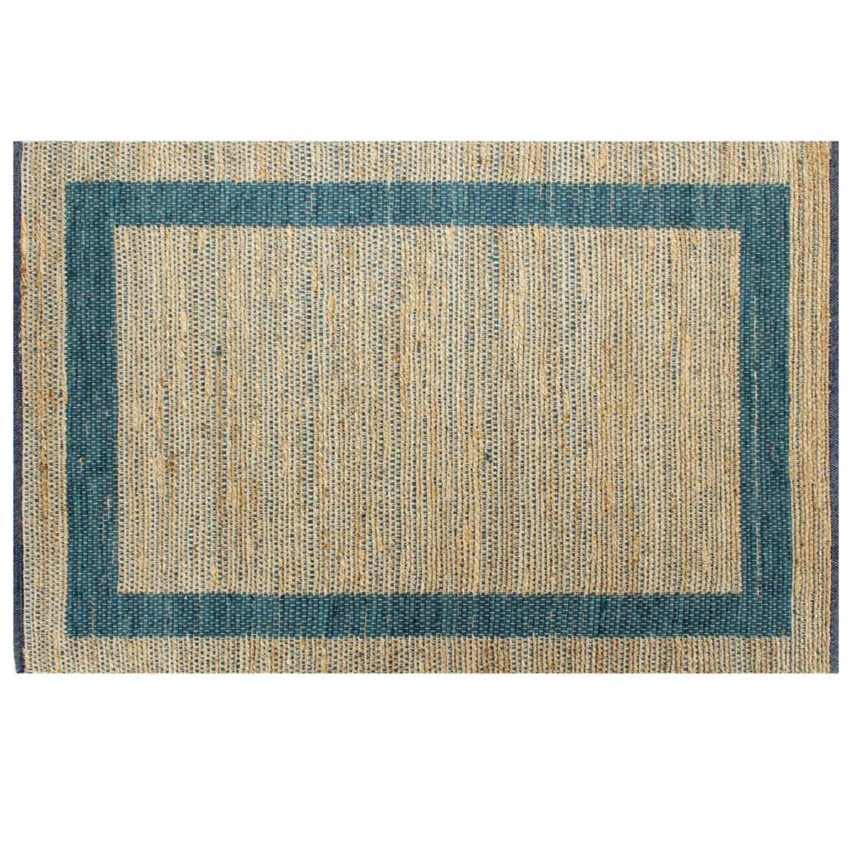 VIDAXL Tapis fait a la main Jute Bleu 120x180 cm