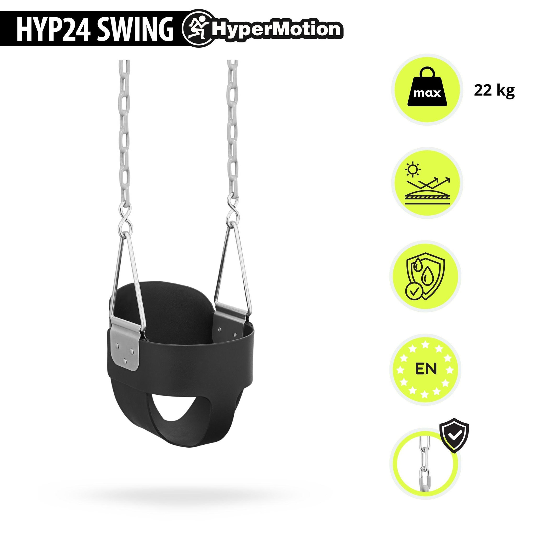 Voir la diapositive 5 : HYPERMOTION Balançoire Baquet Bébé HyperMotion - Assise EVA Confort & Sécurité Jardin 22kg