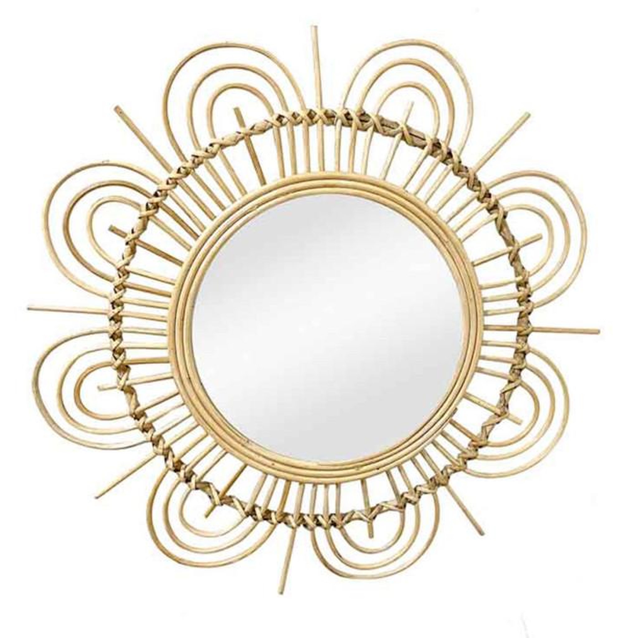 Voir la diapositive 1 : Paris Prix Miroir Mural Design en Rotin  Aina  51cm Naturel