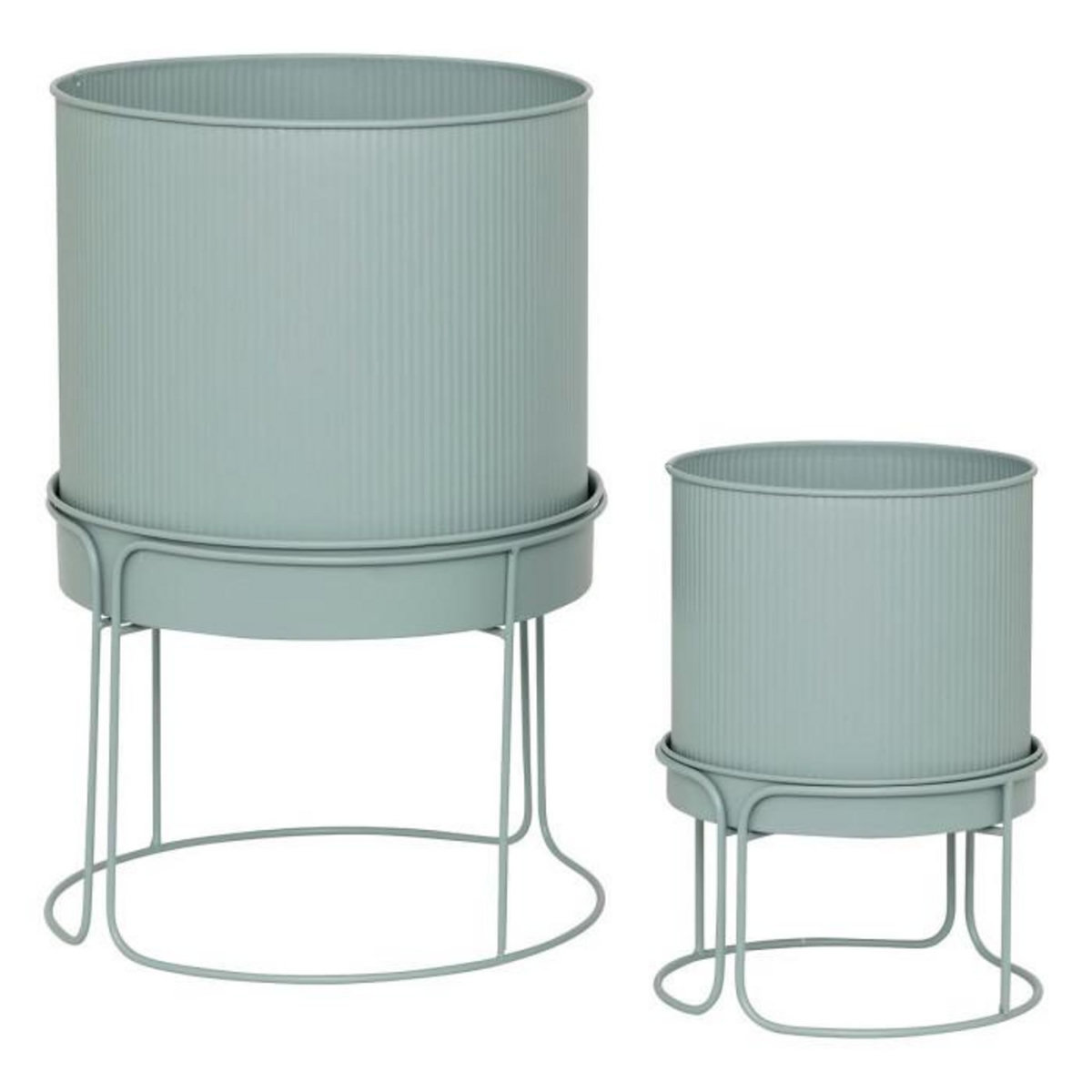 ATMOSPHERA Lot de 2 Cache-Pots en Métal  Aze  44cm Vert Céladon