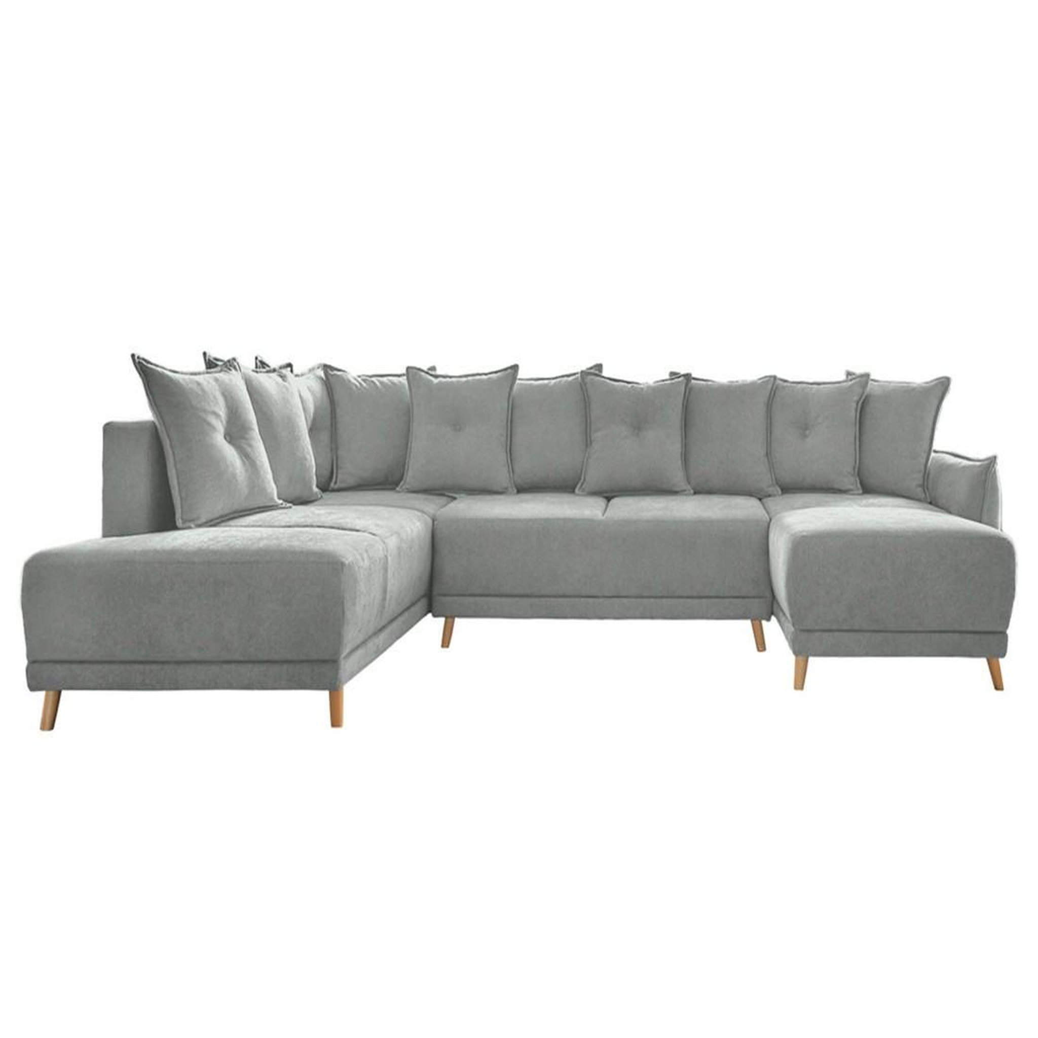 Voir la diapositive 1 : BEST MOBILIER Lena - canapé d'angle panoramique convertible - avec coffre - 7 places - gauche