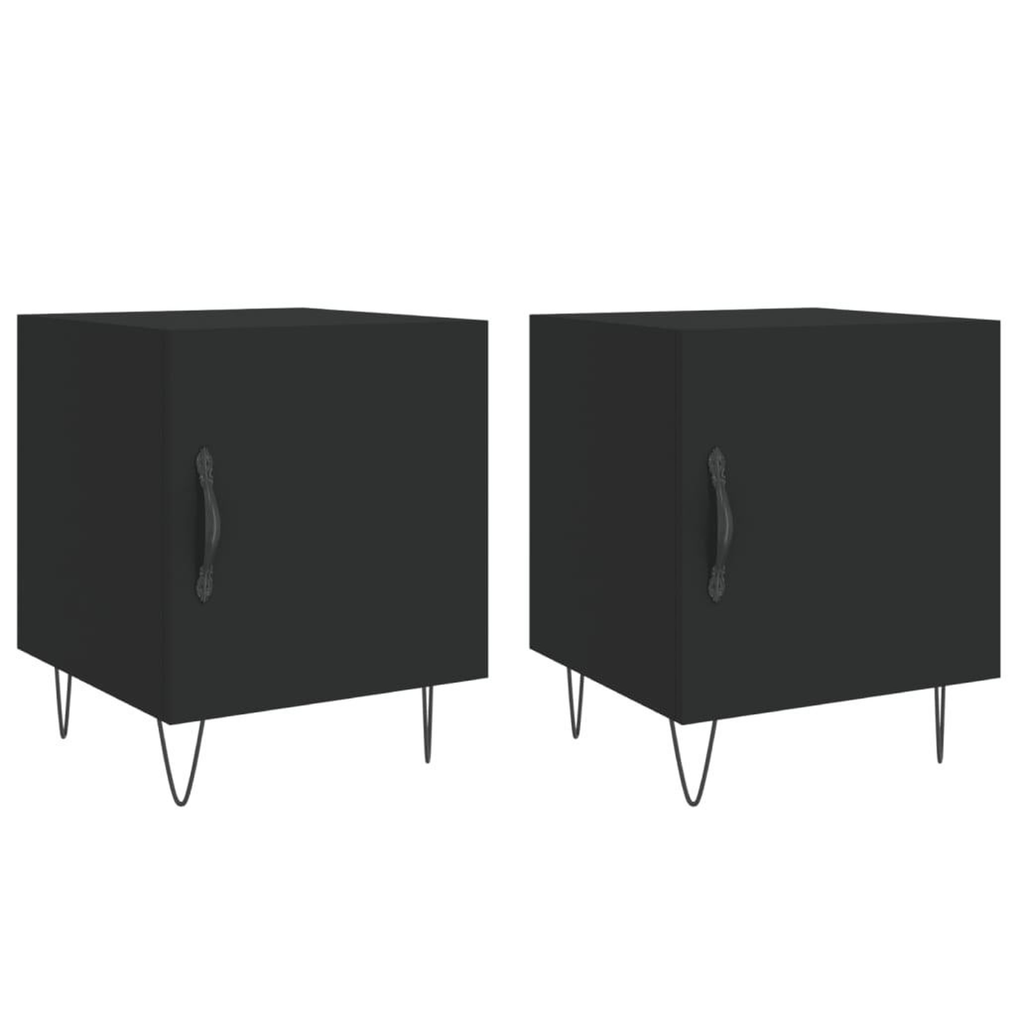 Voir la diapositive 2 : VIDAXL Tables de chevet 2 pcs noir 40x40x50 cm bois d'ingenierie