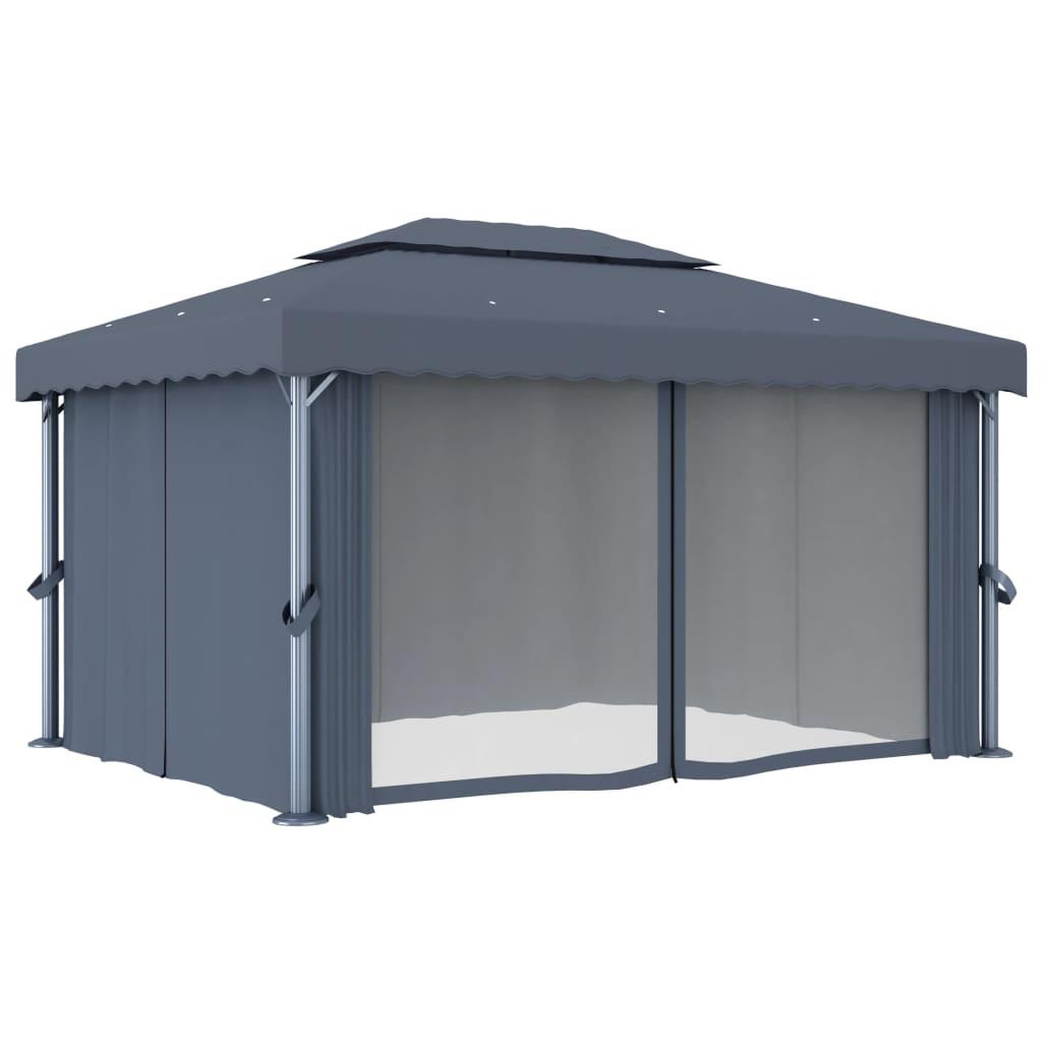Voir la diapositive 5 : VIDAXL Tonnelle avec rideau et guirlande lumineuse led 4x3m anthracite