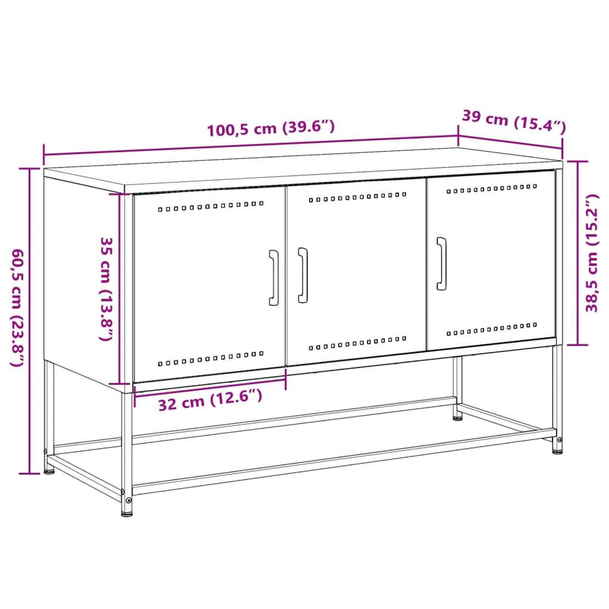 Voir la diapositive 6 : VIDAXL Meuble TV noir 100,5x39x60,5 cm acier