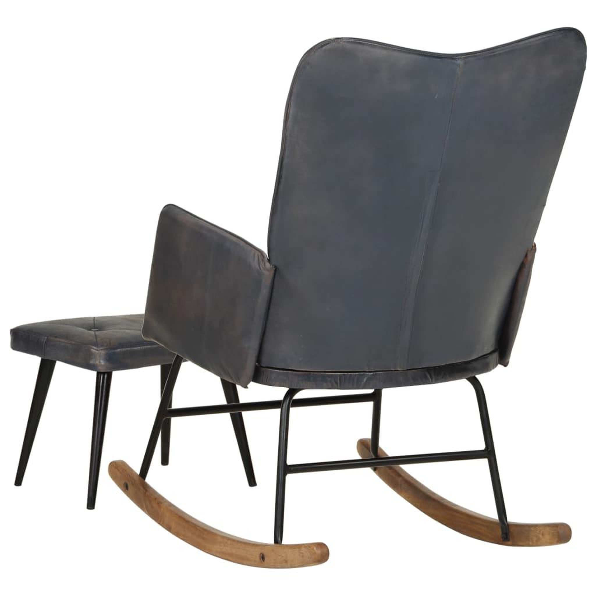 Voir la diapositive 4 : VIDAXL Chaise a bascule avec repose-pied Gris Cuir veritable