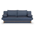 MARKET24 Banquette convertible - 3 places - NAOTO - Tissu bleu foncé - Coffre de rangement - 202 x 98 x 98 cm