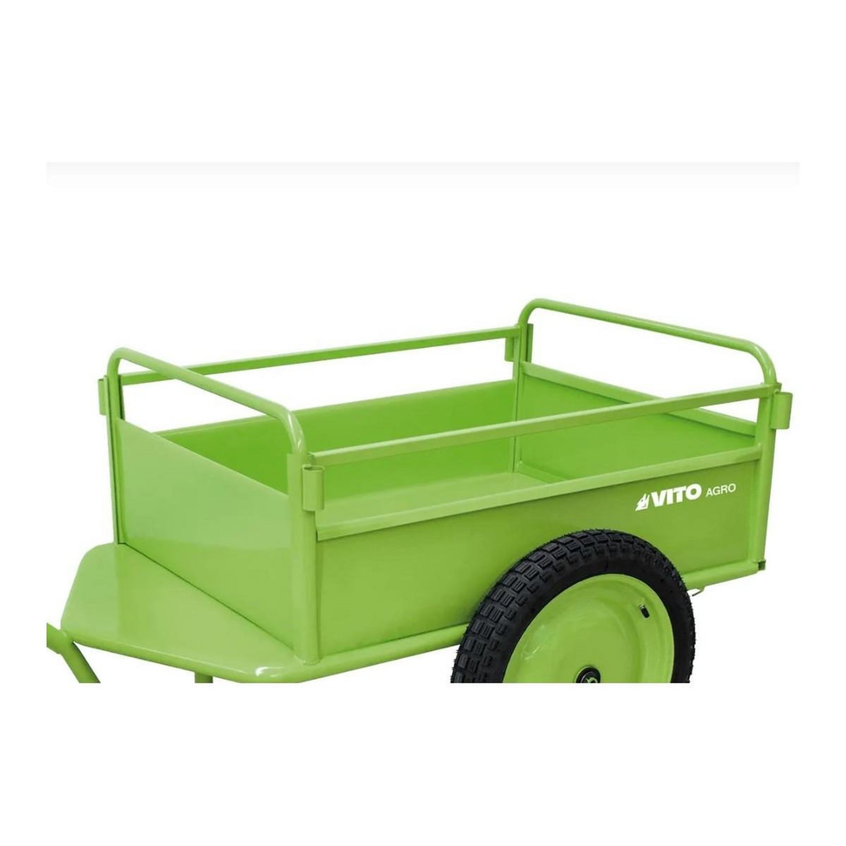 VITO Brouette Agricole Acier Charge Max 130Kg Chariot de Jardin avec Frein Petite Remorque A Main 2 roues 100x96x78.5 cm VITO