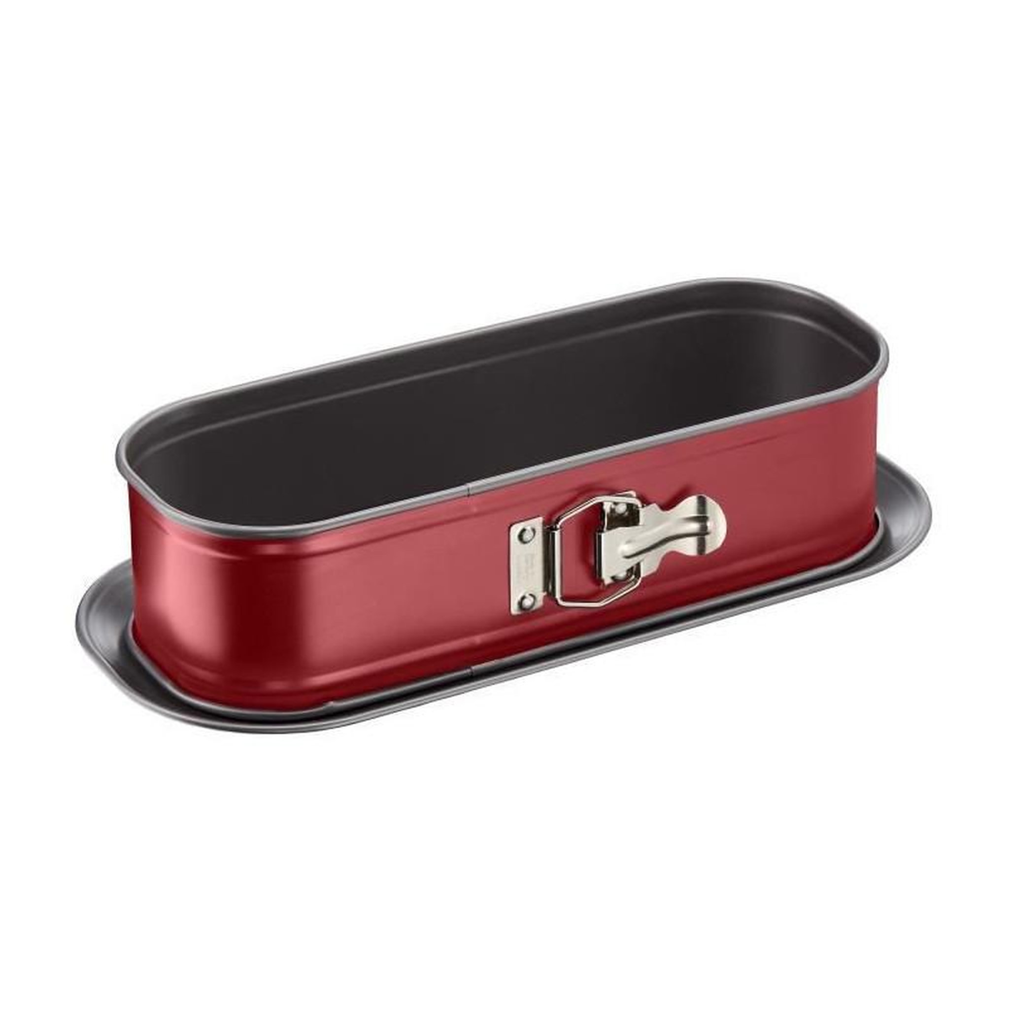 TEFAL TEFAL Moule a cake Delibake en acier - O 30 x 11 cm - Rouge et gris - Avec charniere