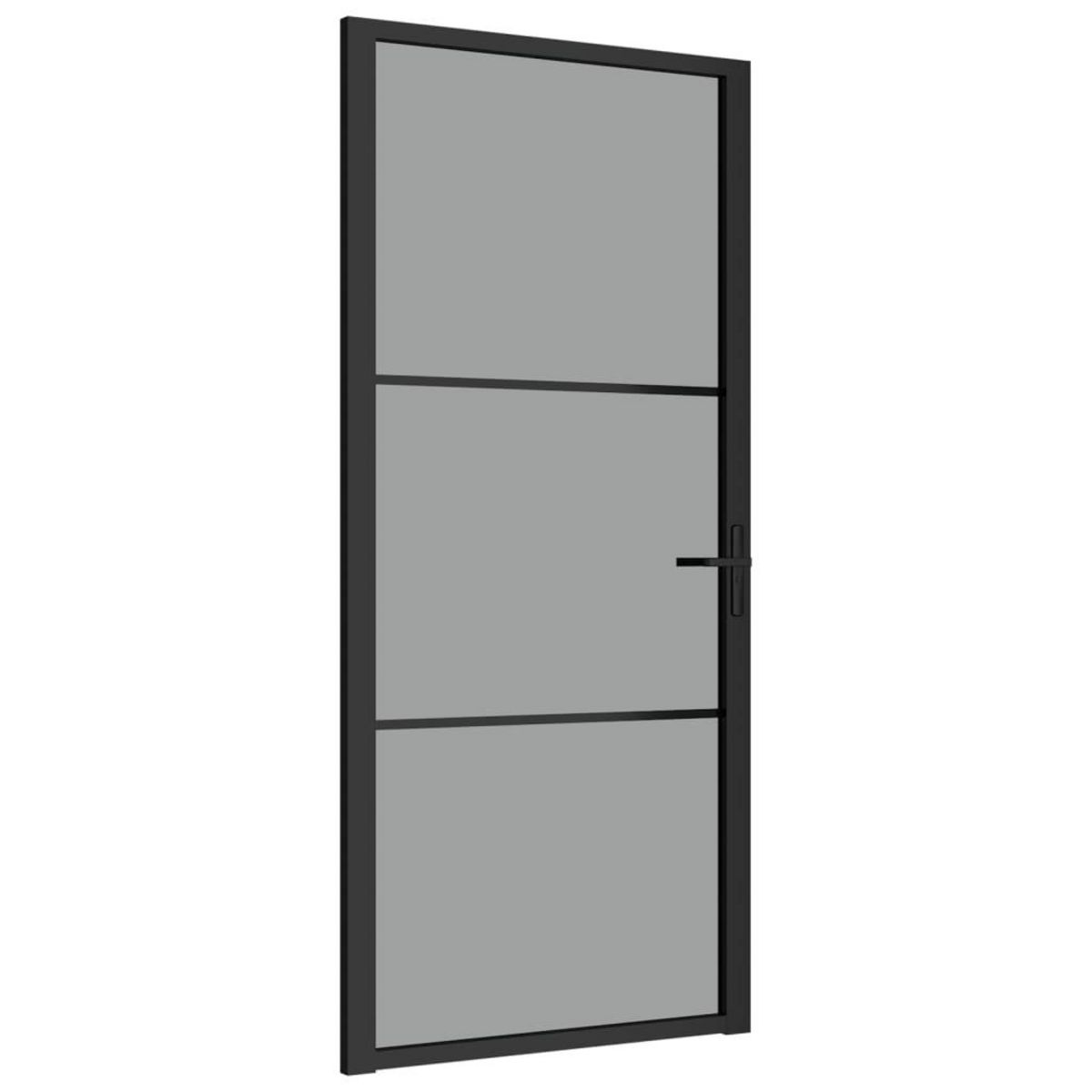 VIDAXL Porte interieure 93x201,5 cm Noir Verre ESG et aluminium
