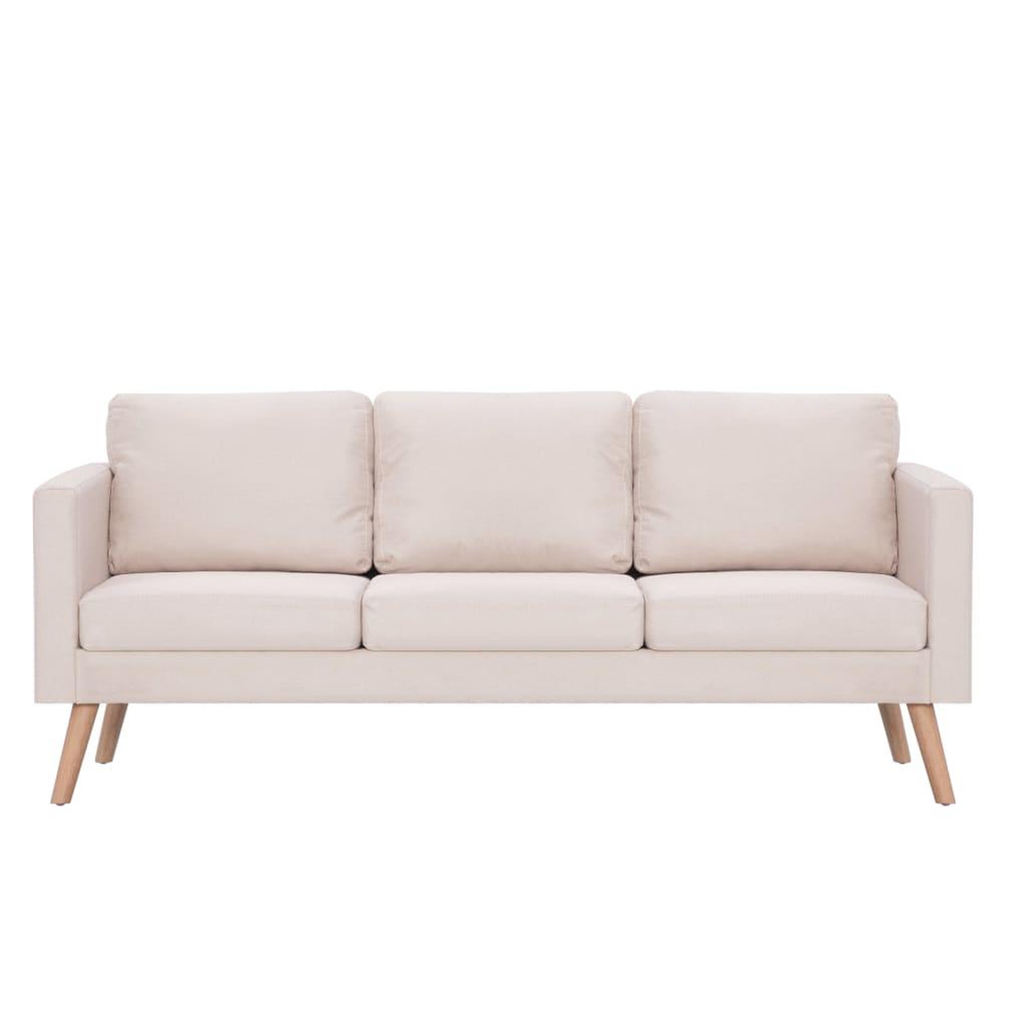 Voir la diapositive 3 : VIDAXL Canape a 3 places Tissu Creme