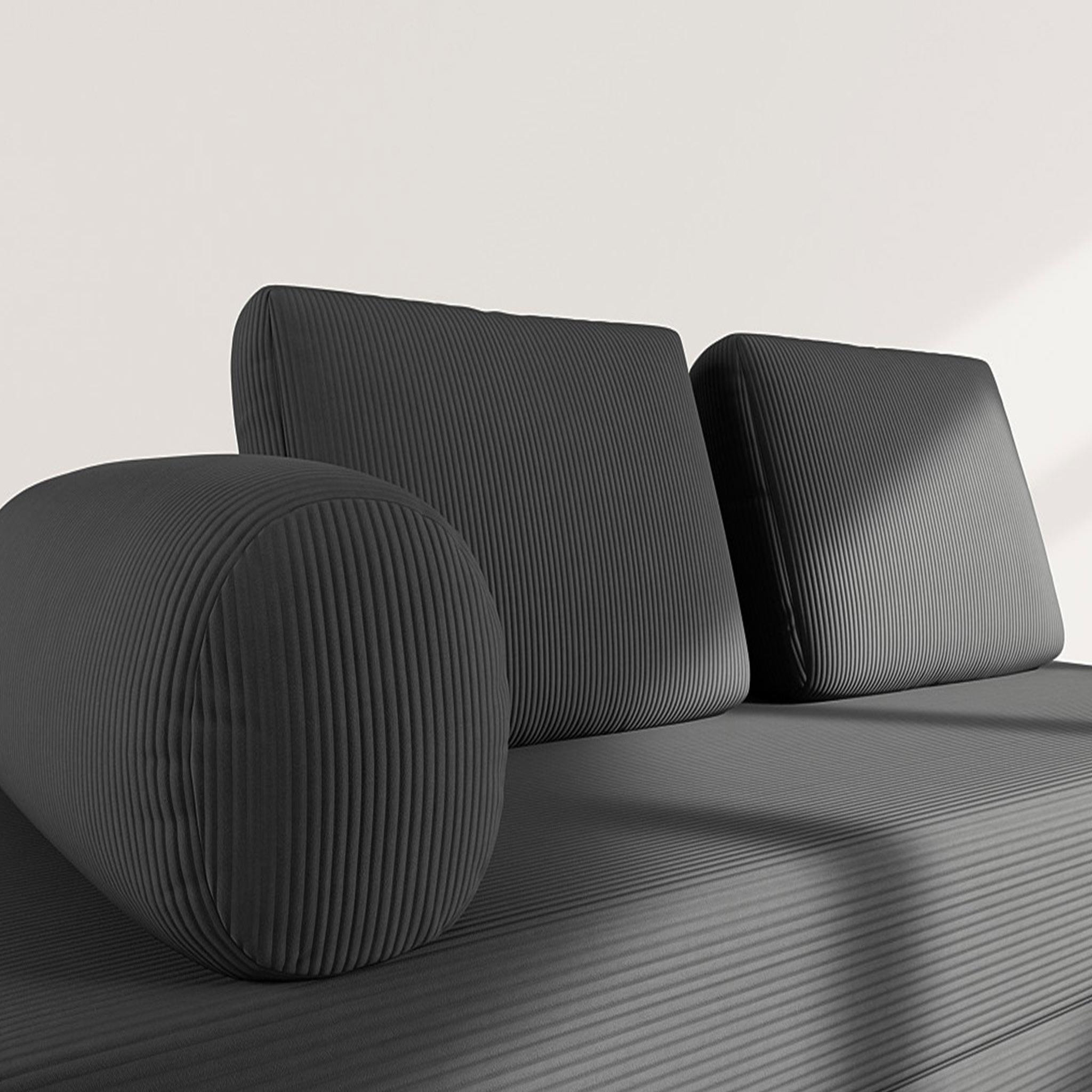 Voir la diapositive 4 : LISA DESIGN Lonny - canapé 3 places convertible en velours côtelé