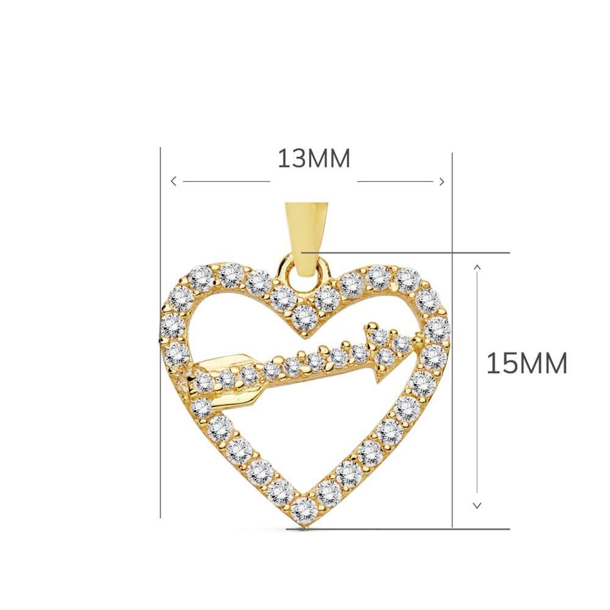 Voir la diapositive 2 : L'ATELIER D'AZUR Collier - Pendentif Or 18 Carats 750/000 Jaune  - Coeur et Flèche - Chaine Dorée