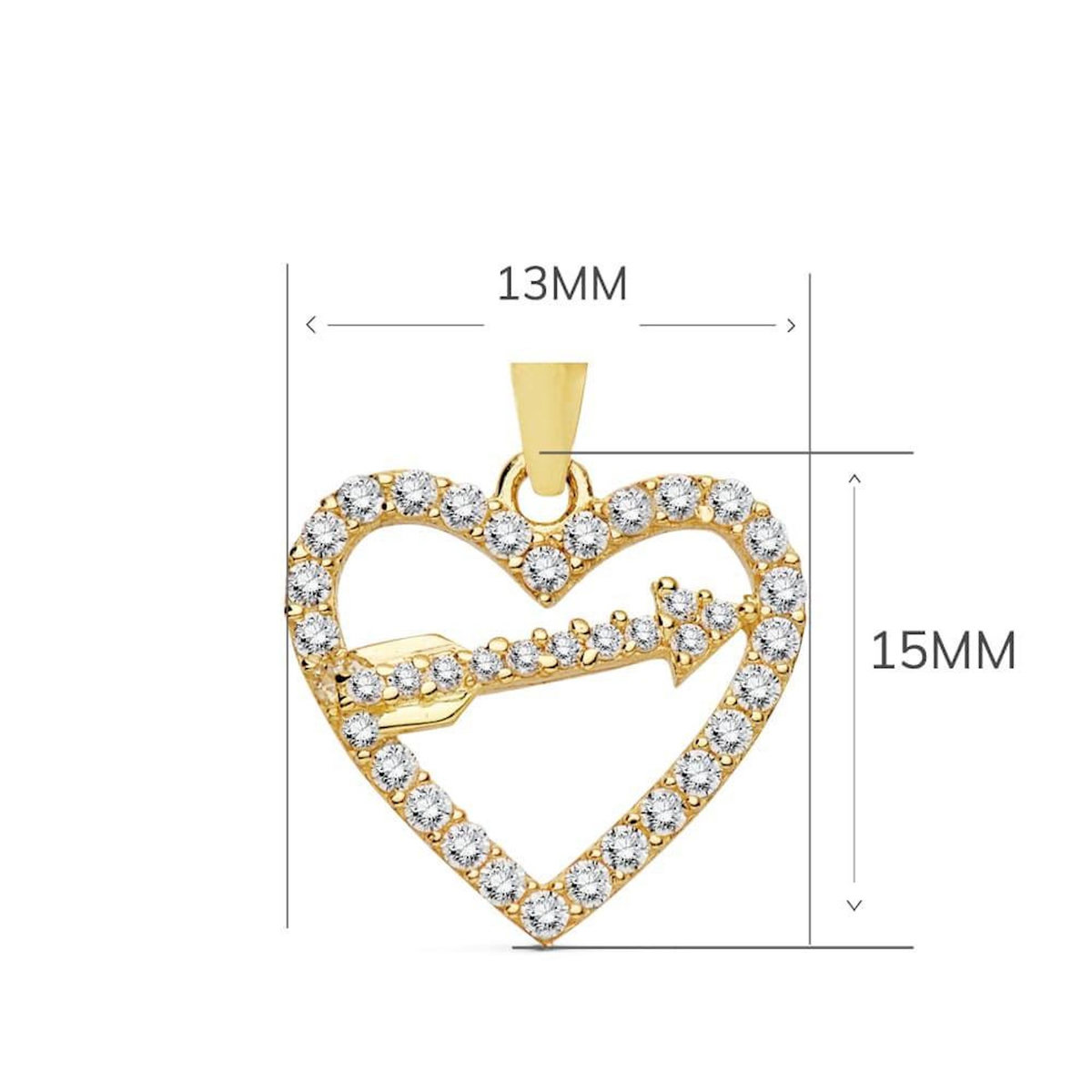 L'ATELIER D'AZUR Collier - Pendentif Or 18 Carats 750/000 Jaune  - Coeur et Flèche - Chaine Dorée