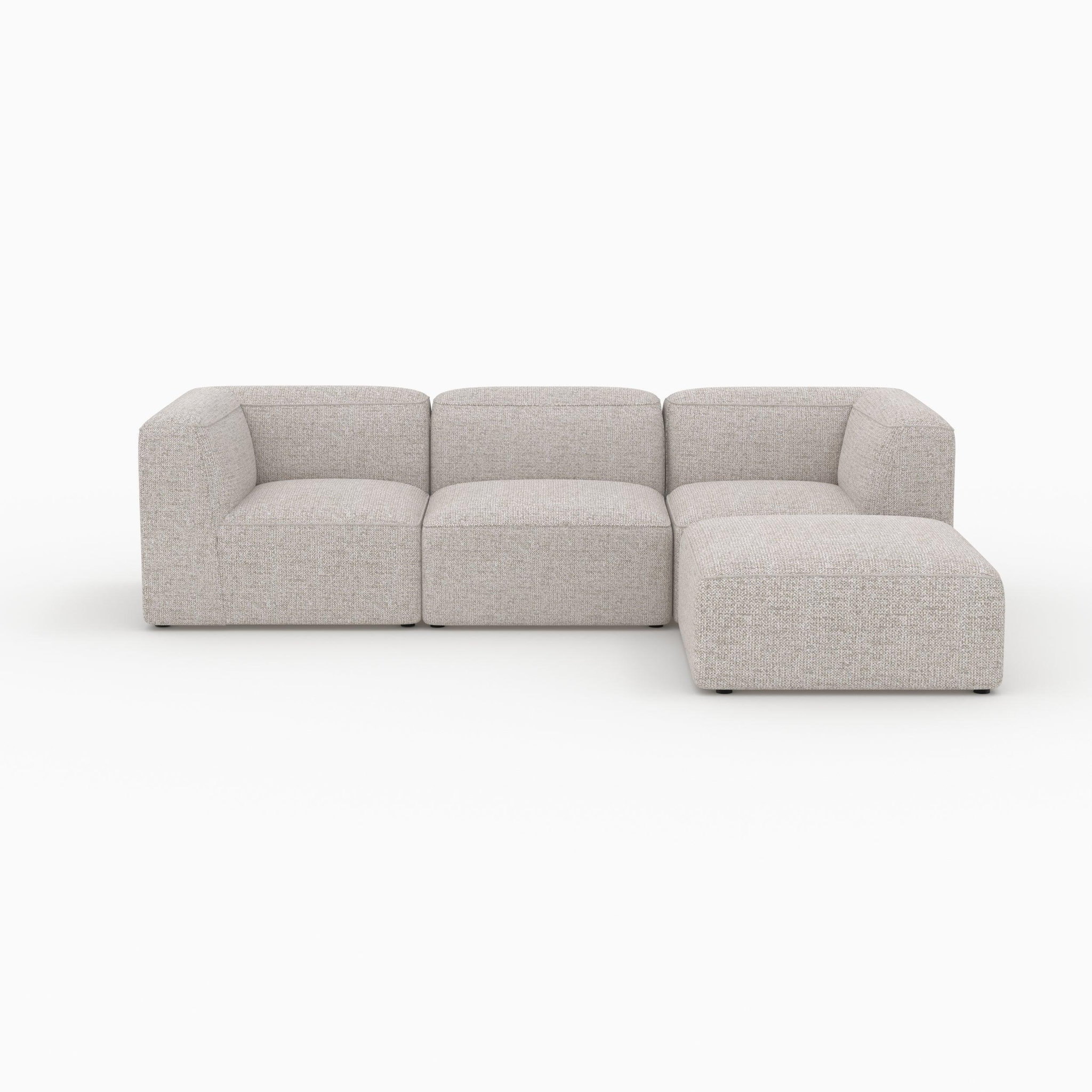 Voir la diapositive 6 : MAISON PAVANE Canapé modulable en tissu beige 3 places avec pouf-Hestia