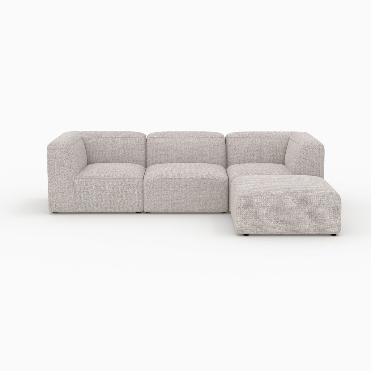 Rendez vous déco Canapé modulable en tissu beige 3 places avec pouf-Hestia