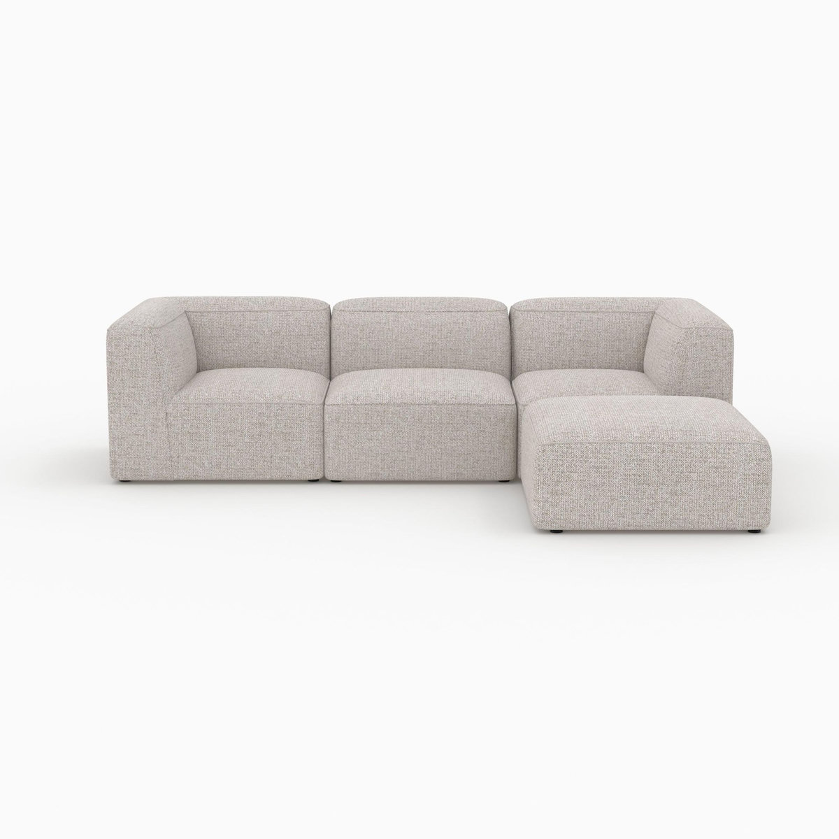 Rendez vous déco Canapé modulable en tissu beige 3 places avec pouf-Hestia