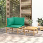 VIDAXL Salon de jardin 2 pcs avec coussins vert bambou