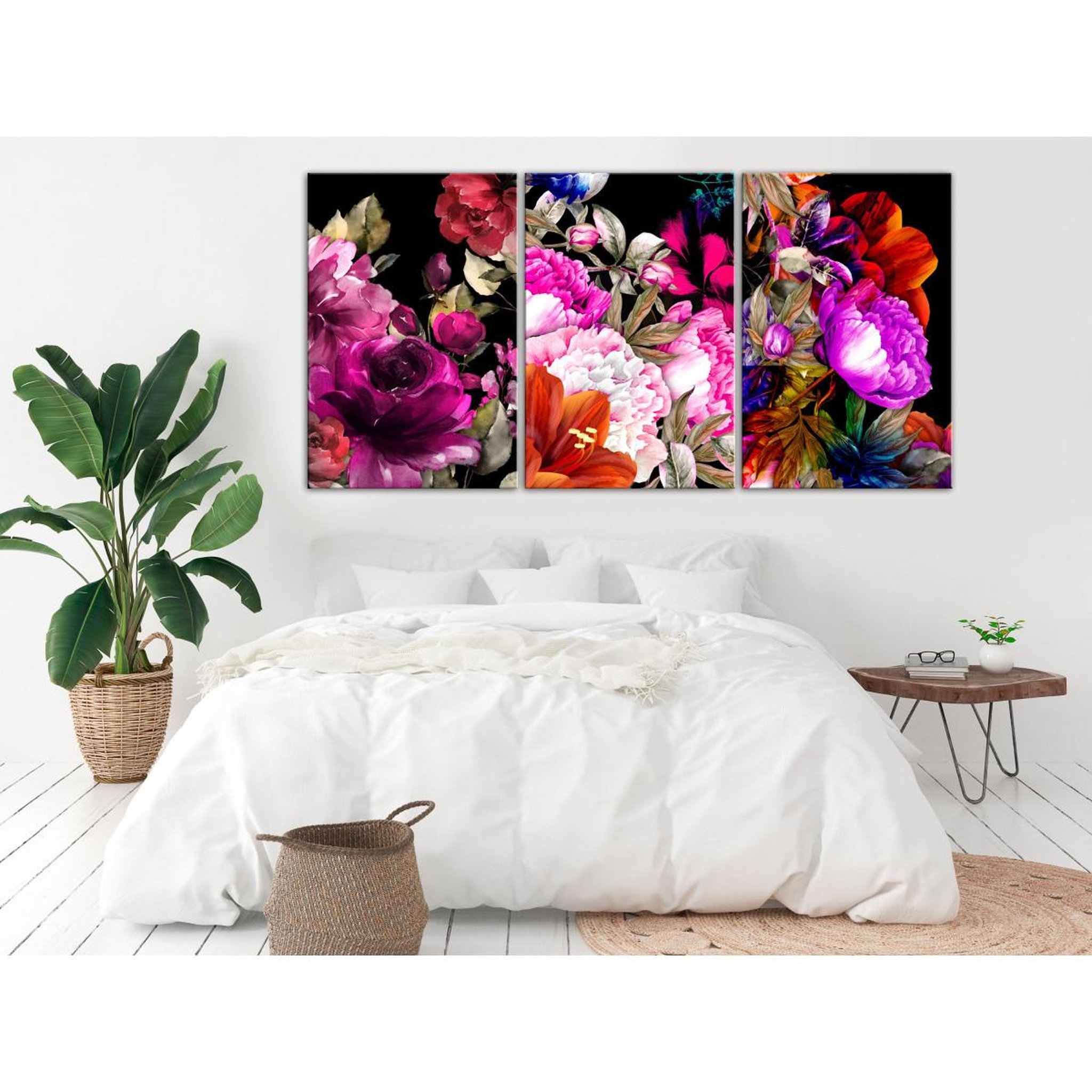 Voir la diapositive 2 : Paris Prix Tableau imprimé  holiday bouquet 3 panneaux  60x120cm