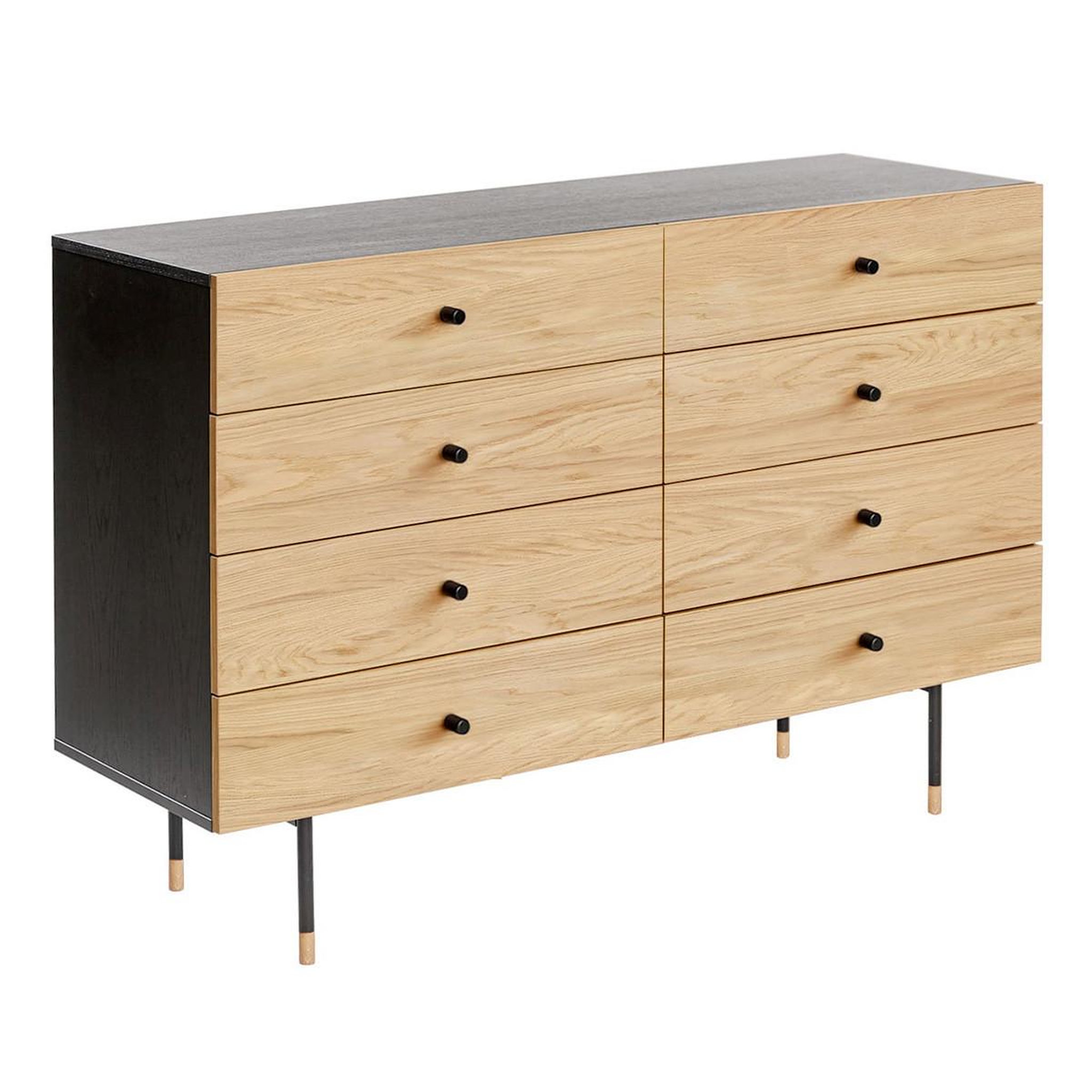 Paris Prix Commode 8 tiroirs  jugend  130cm noir & chêne
