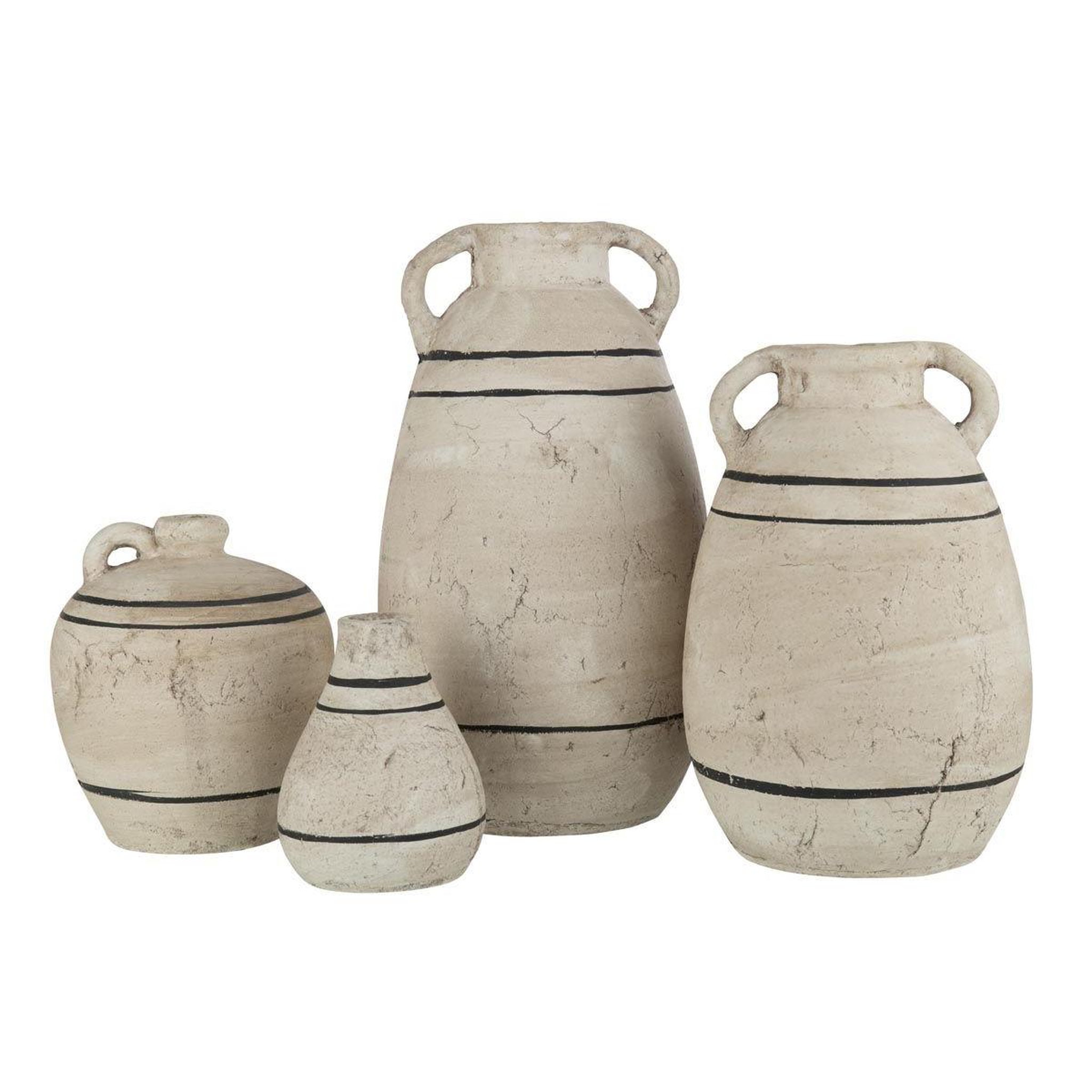 Voir la diapositive 2 : J-LINE Cruche Design Ligne  Black Lombok  40cm Beige