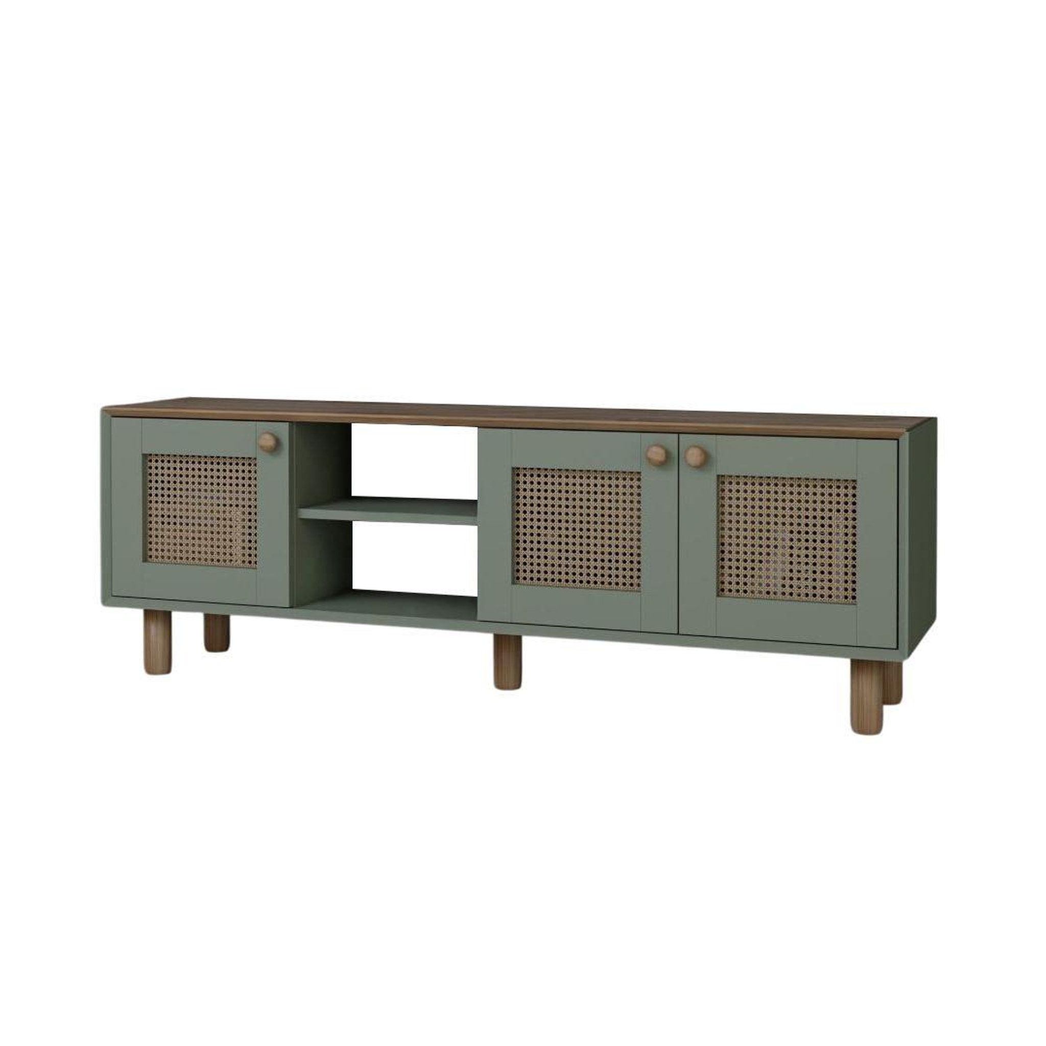 Habitat et Jardin Meuble tv en bois et cannage  bohemian  - 160 x 40 x 56 cm - vert