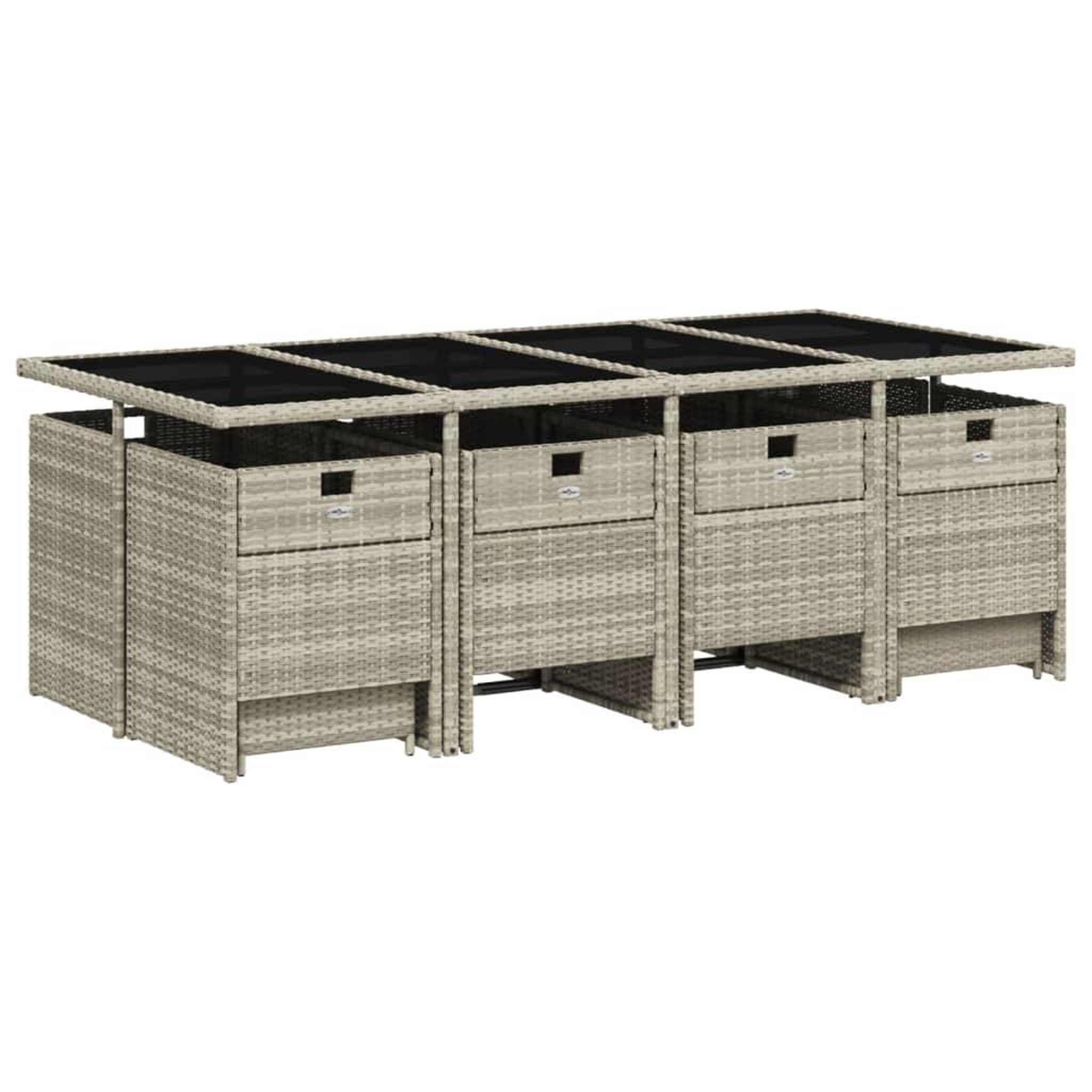 Voir la diapositive 3 : VIDAXL Ensemble a manger de jardin et coussins 13 pcs gris clair rotin