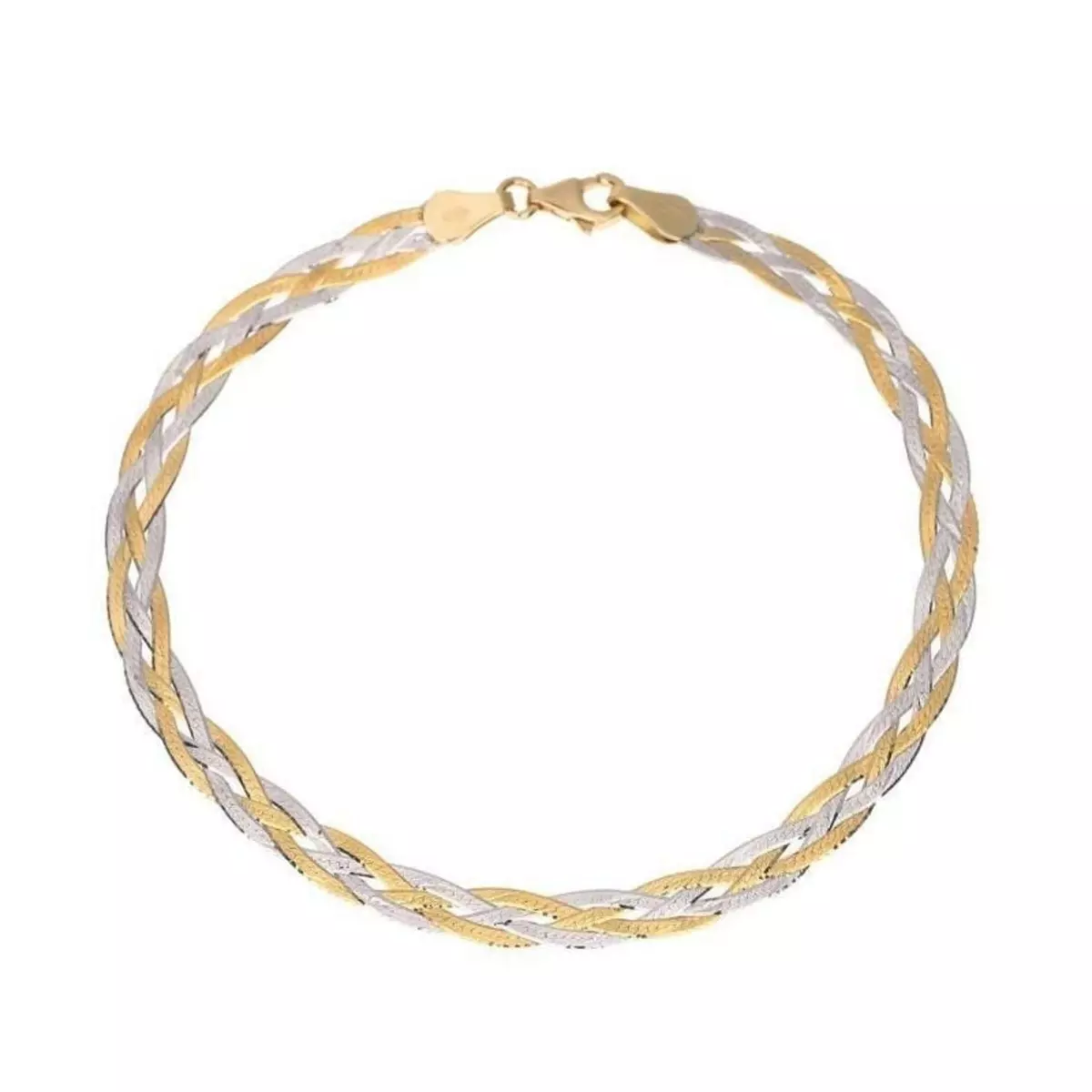 L'ATELIER D'AZUR Bracelet Tresse  Deux Ors  - Or Bicolore Jaune et Blanc - Femme