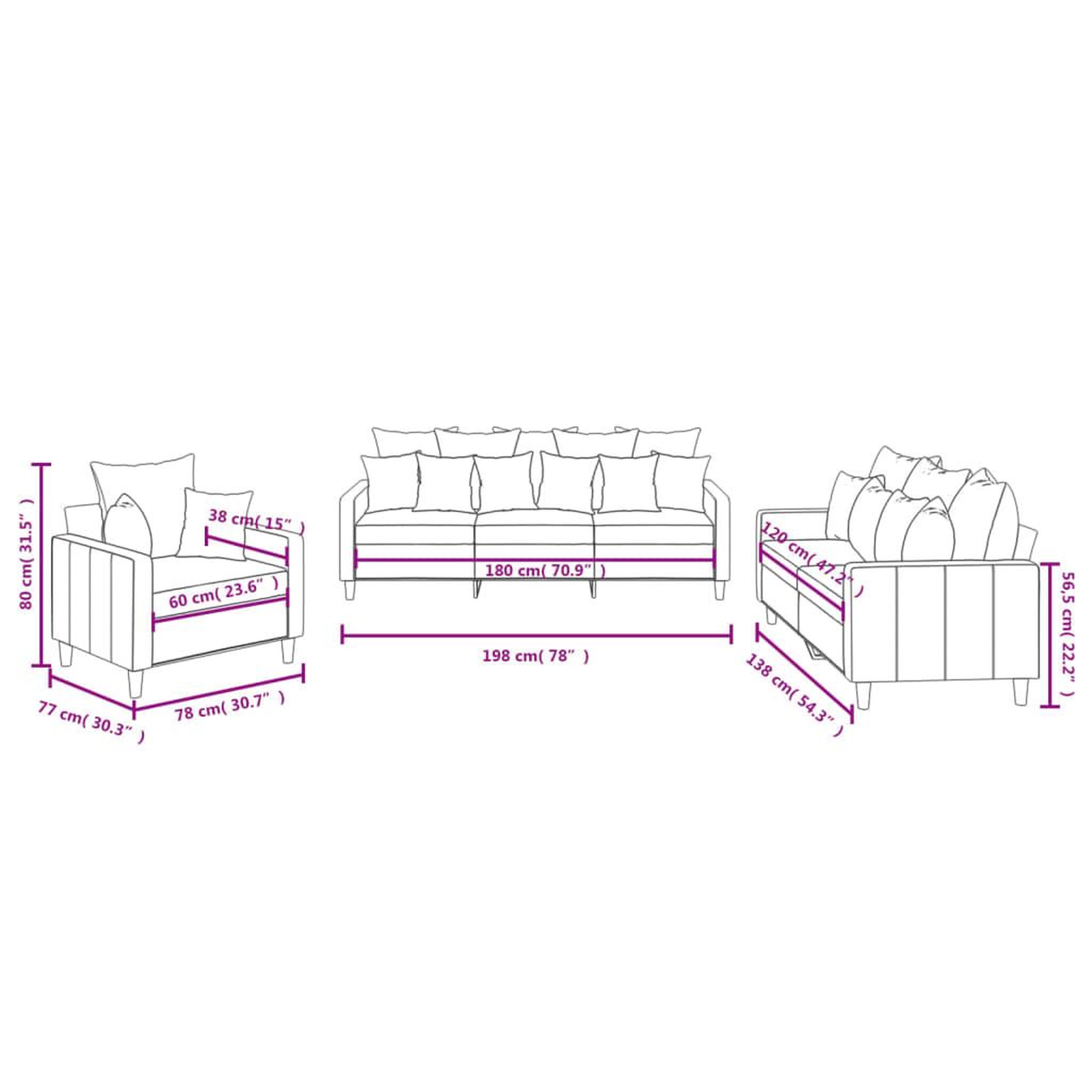 Voir la diapositive 6 : VIDAXL Ensemble de canapes 3 pcs avec coussins Marron Velours