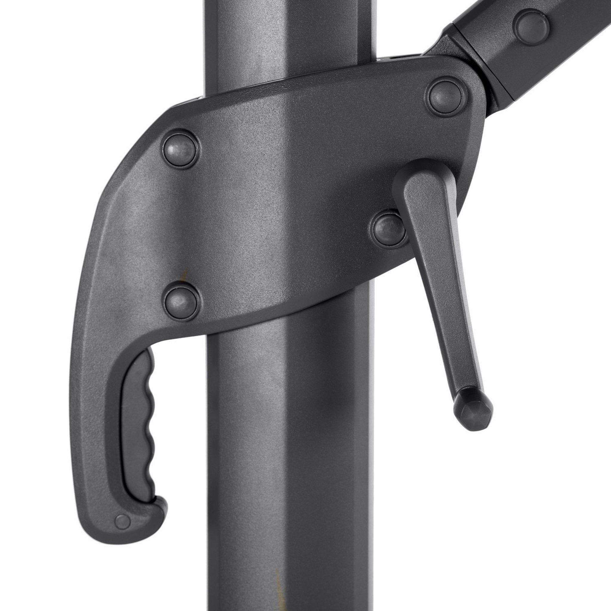 Voir la diapositive 4 : HESPERIDE Parasol déporté Eléa - 3 x 3 mètres - Bleu canard et gris