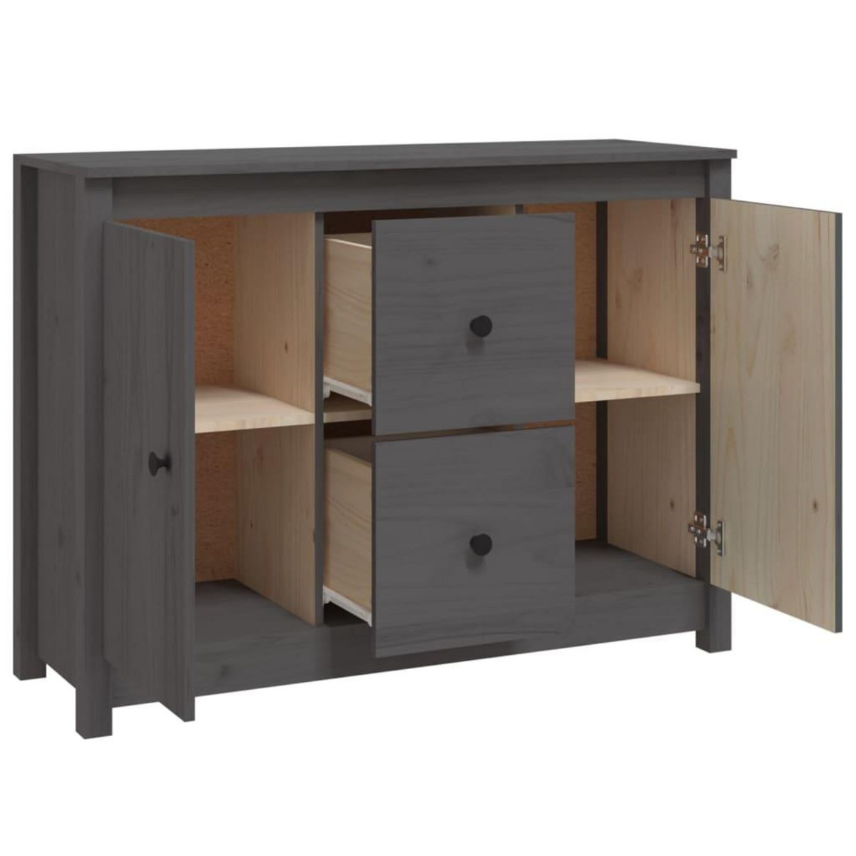 VIDAXL Buffet Gris 100x35x74 cm Bois massif de pin