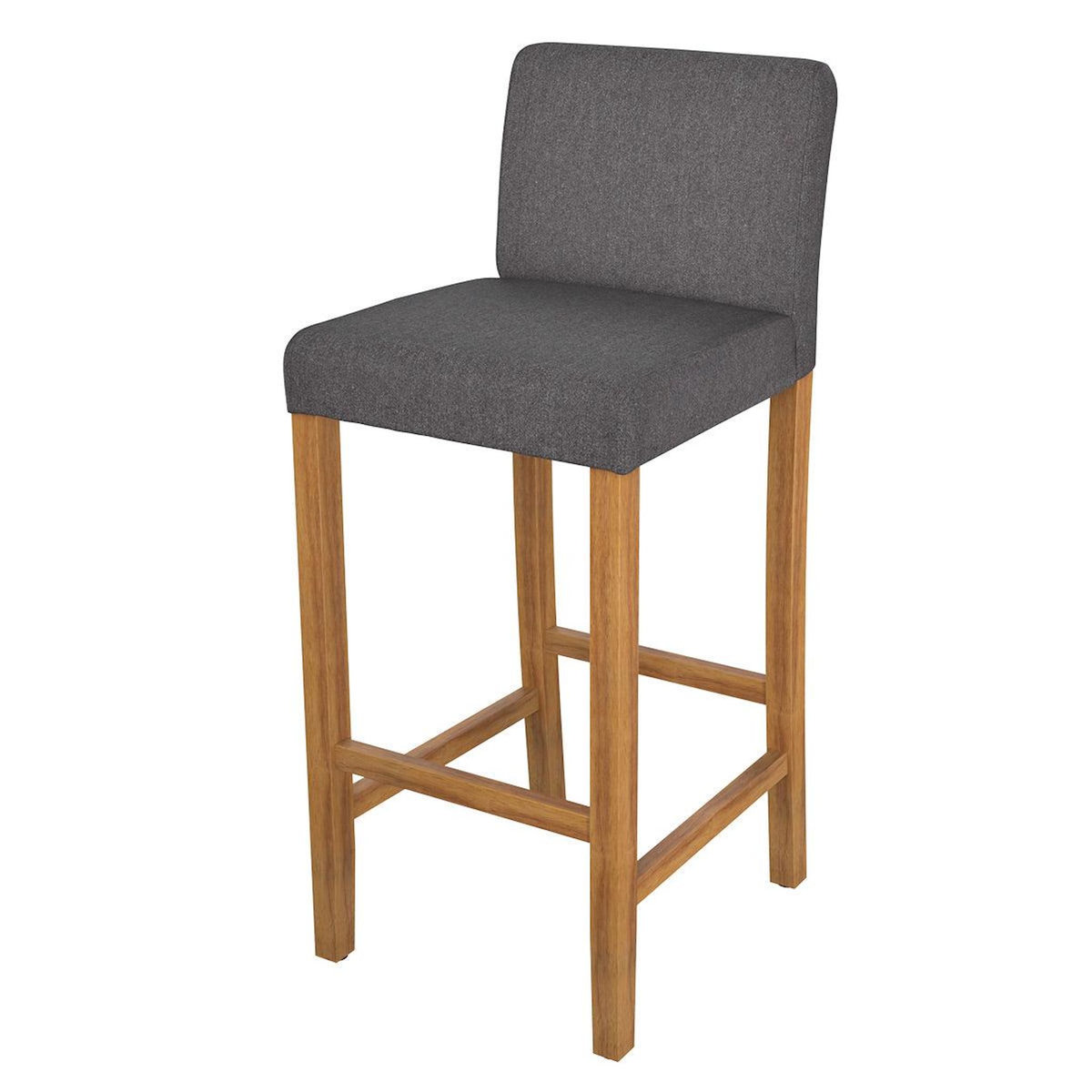 Rendez vous déco Lot de 2 chaises de bar en tissu gris foncé et pieds en bois 75 cm - Havane