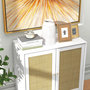 Voir la diapositive 5 : HOMCOM Buffet 2 portes étagère réglable style bohème chic cannage en rotin panneaux MDF blanc