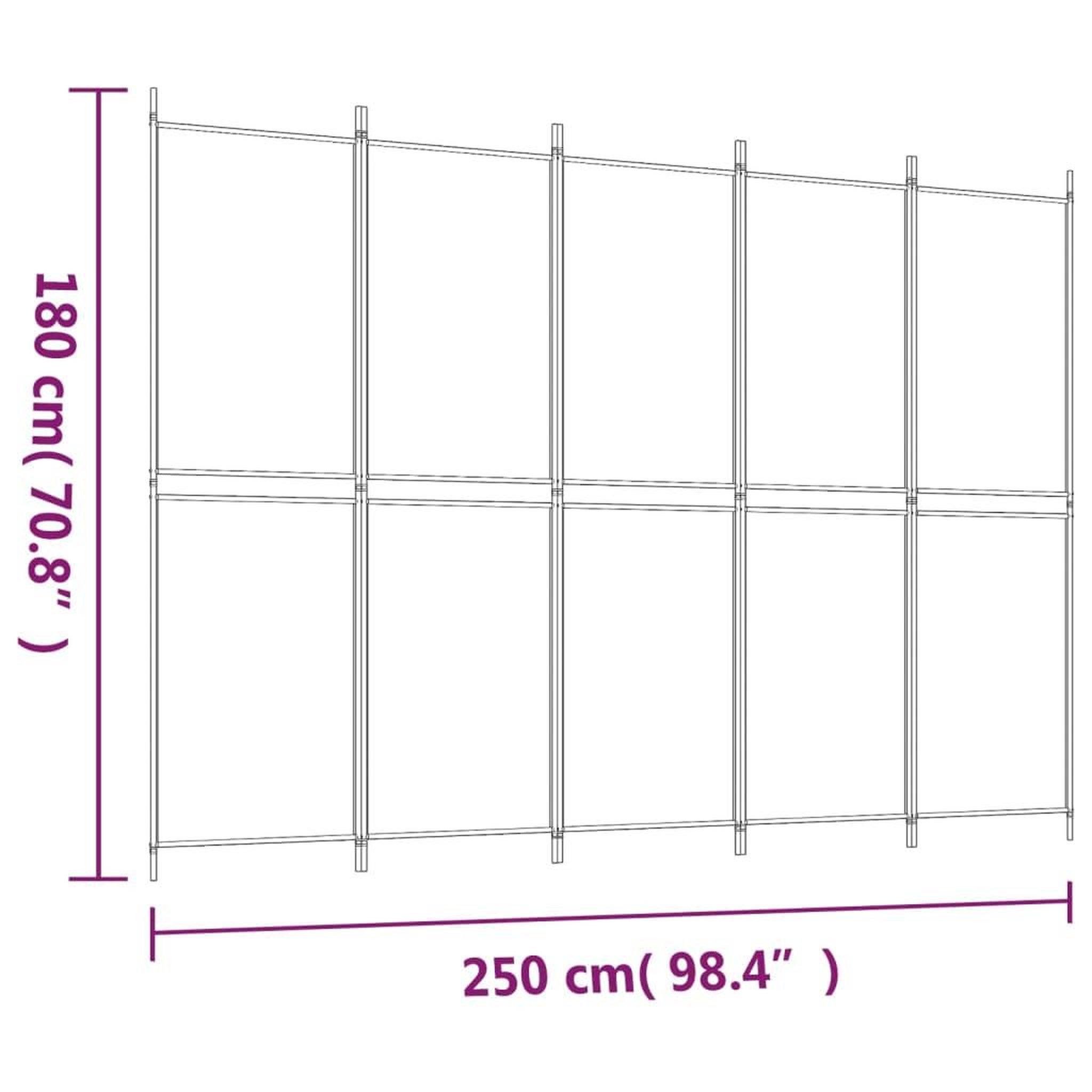 Voir la diapositive 6 : VIDAXL Cloison de separation 5 panneaux Anthracite 250x180 cm Tissu