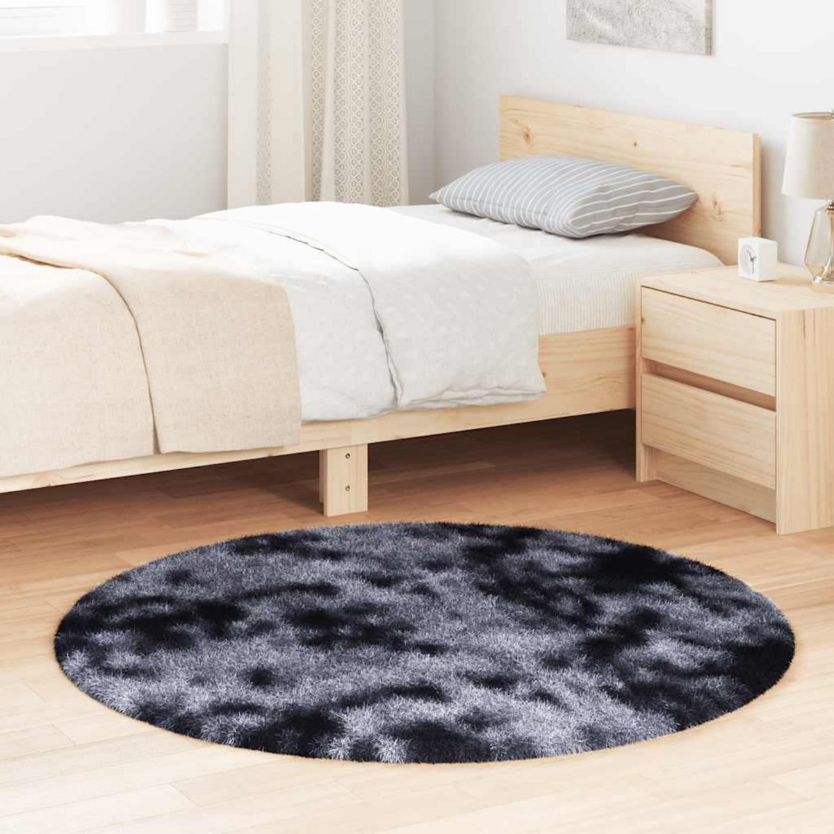 VIDAXL Tapis shaggy a poils longs NAVARRA gris fonce 120x120 cm