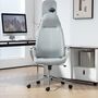 Voir la diapositive 4 : HOMCOM Chaise de bureau manager design hauteur réglable accoudoirs rembourrés métal tissu gris argenté