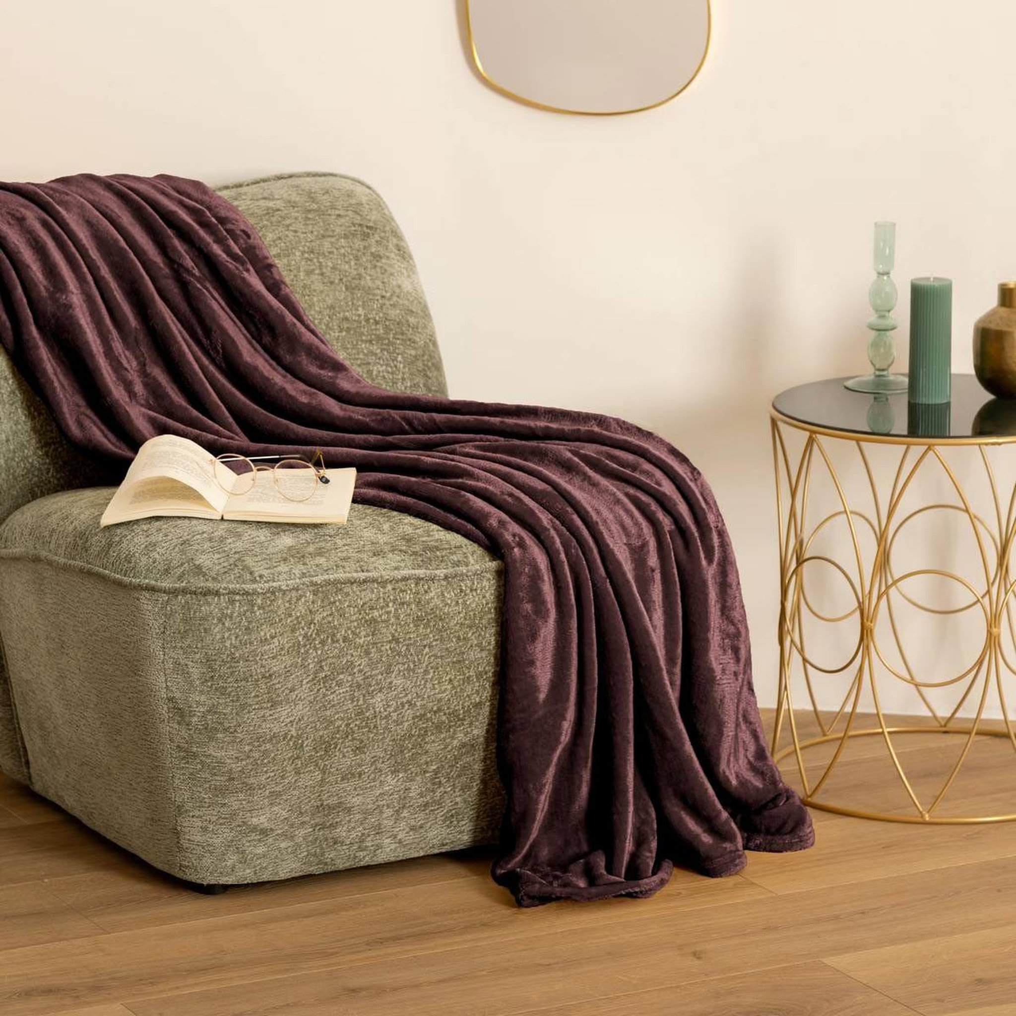 Voir la diapositive 3 : ATMOSPHERA Plaid en flanelle uni  ollis  180x230cm violet