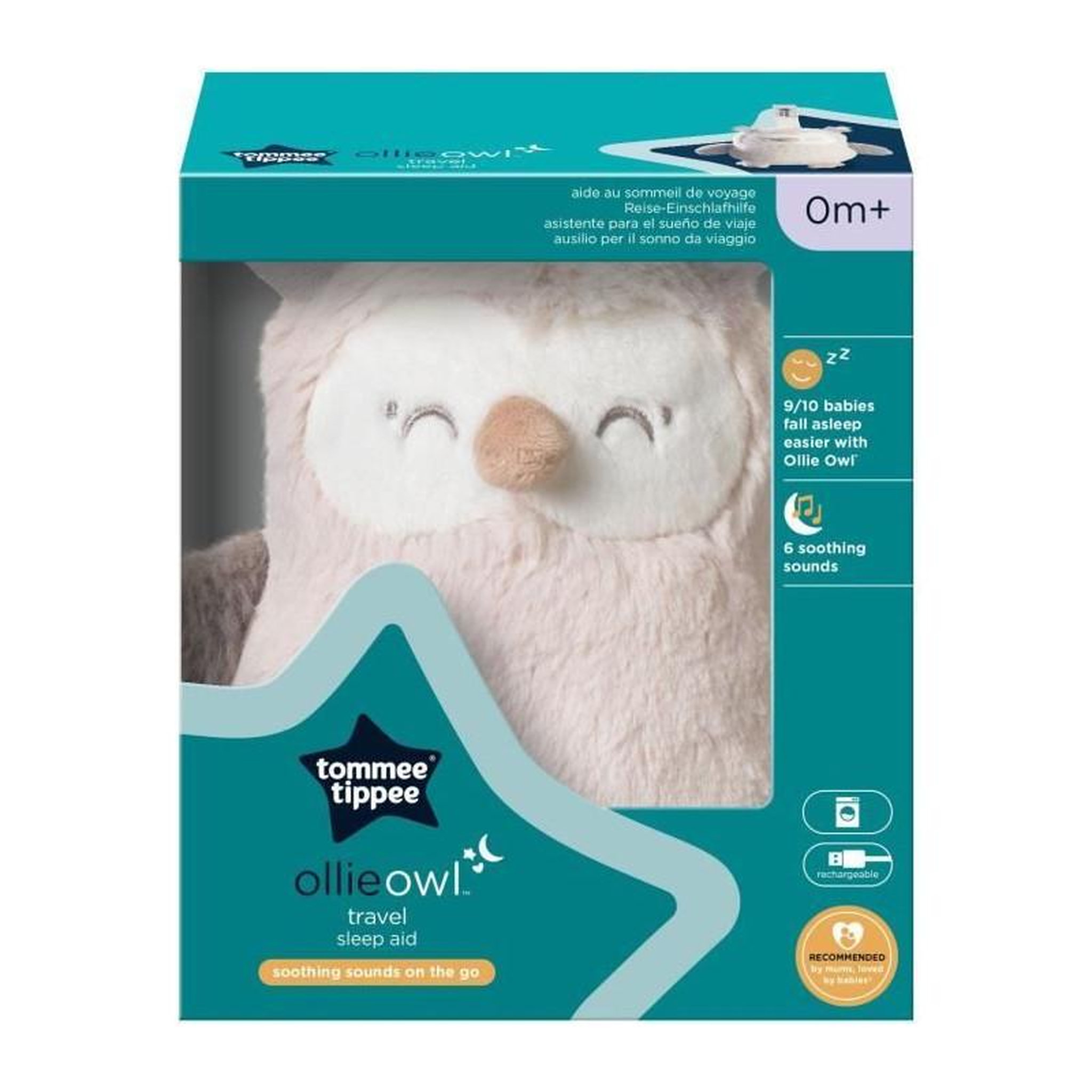 Voir la diapositive 2 : TOMMEE TIPPEE Mini Peluche - TOMMEE TIPPEE - Ollie La Chouette - Aide au sommeil nomade - 6 sons - Rechargeable par USB - Lavable en machine