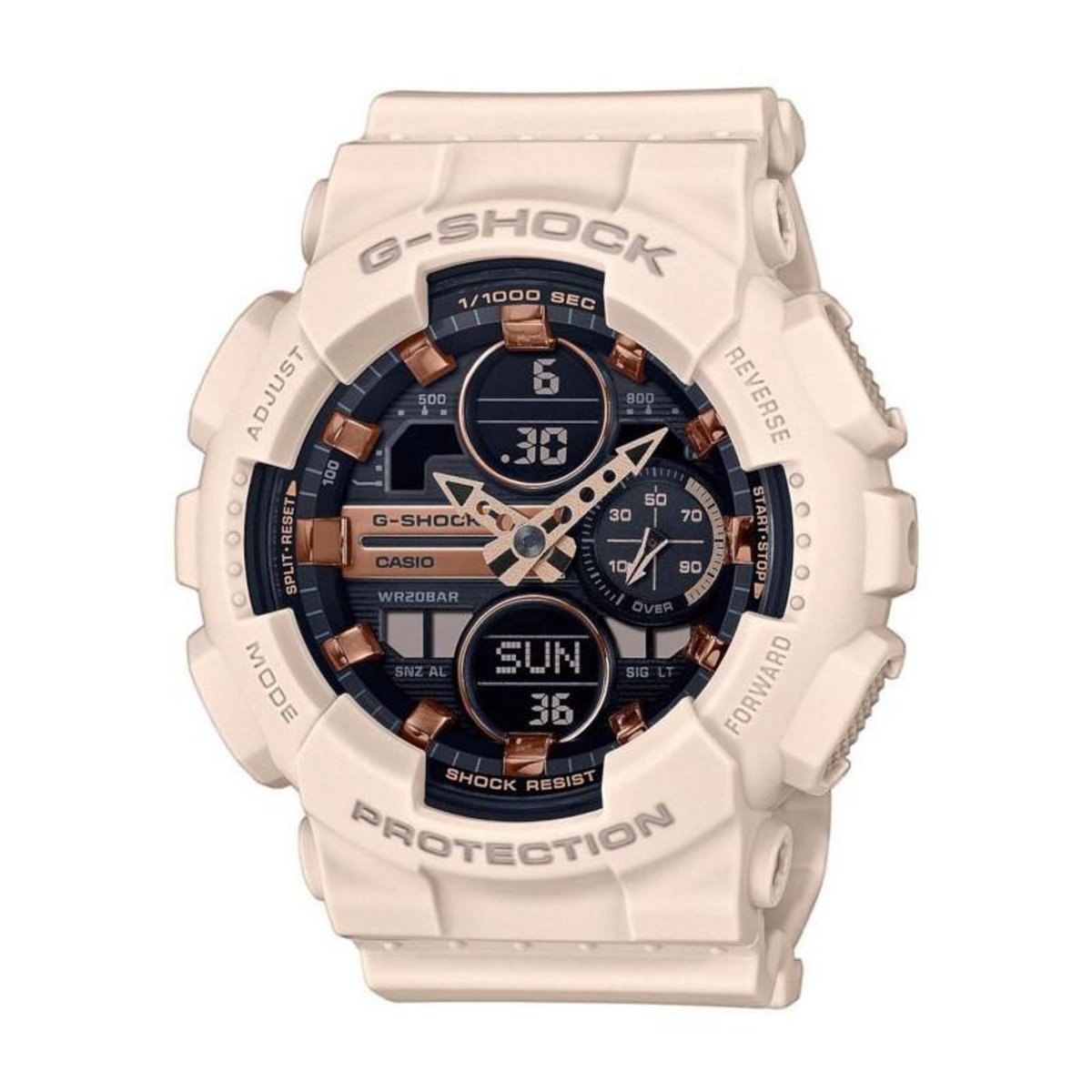 CASIO Montre - CASIO - G-Shock Classic Femme Blanc - Chrono 1/1000eme de s. - 5 alarmes - Etanche 20 bars