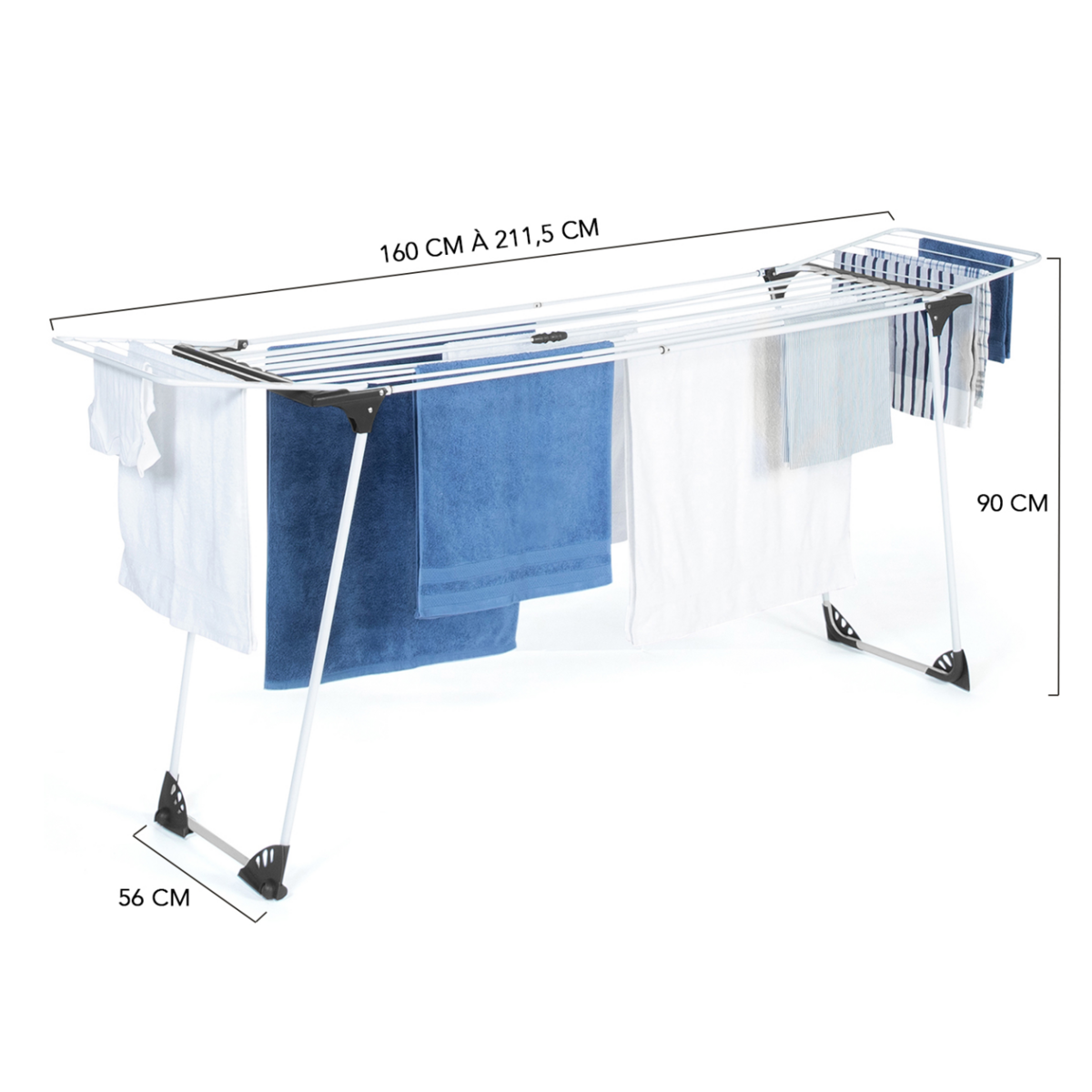 ID MARKET Séchoir à linge horizontal pliable ULTRA capacité 22M blanc