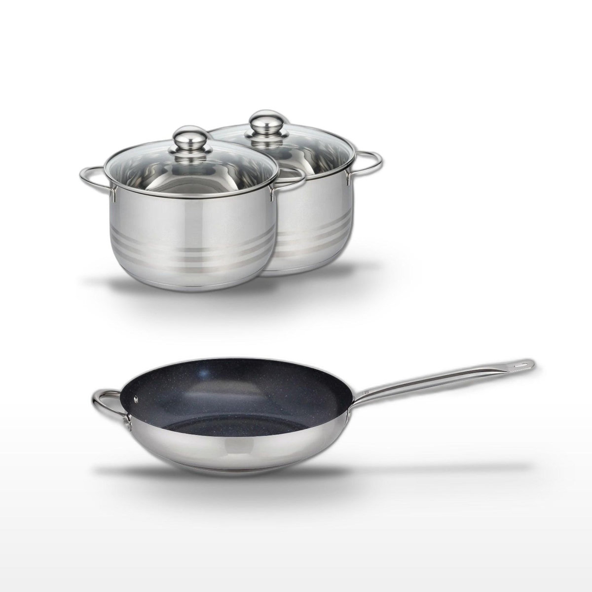 ELO Lot Poêle 32cm et 2 Faitouts 20/24cm Elo Profi Therm Platinum