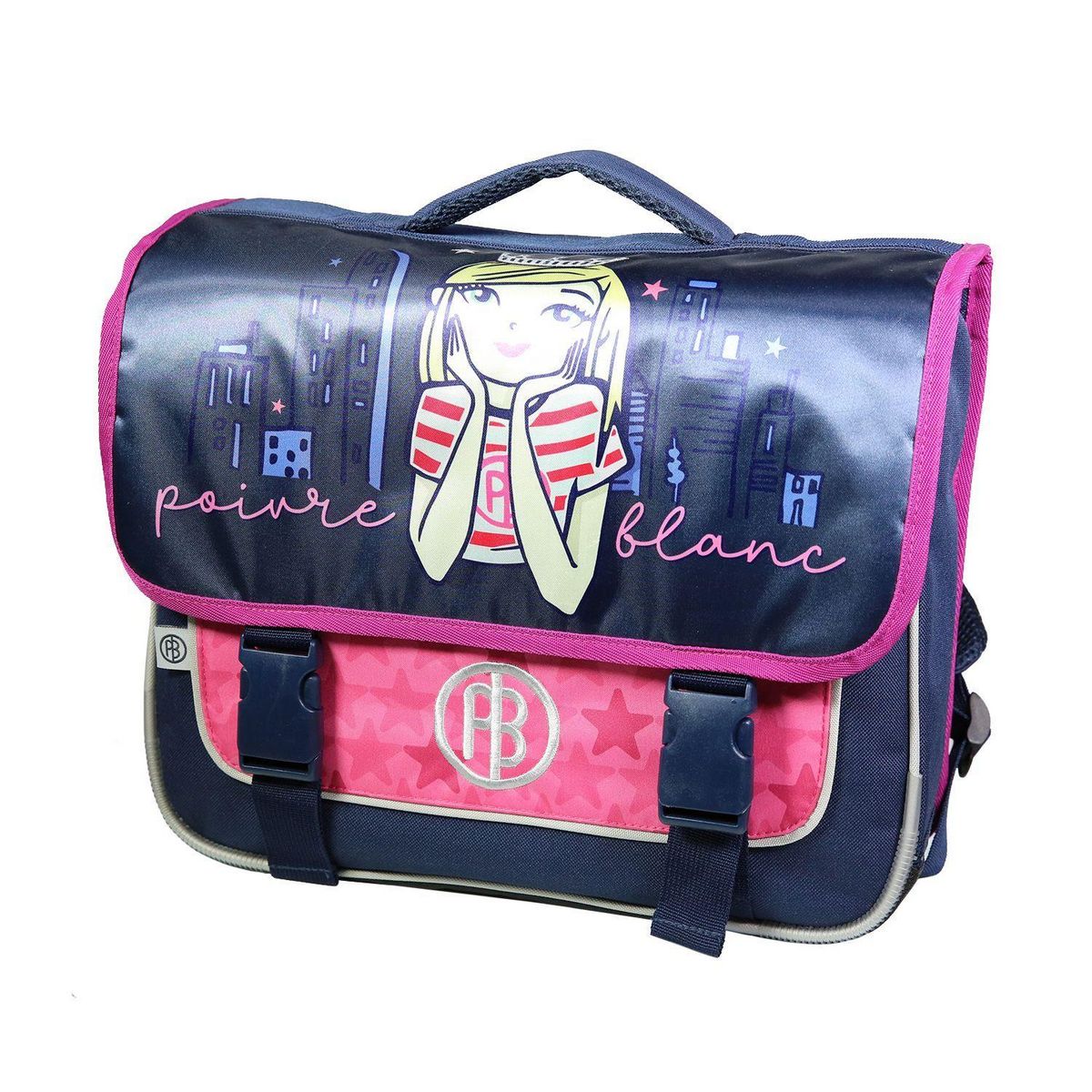 Bagtrotter BAGTROTTER Cartable 38 cm Poivre Blanc Bleu Princesse New York