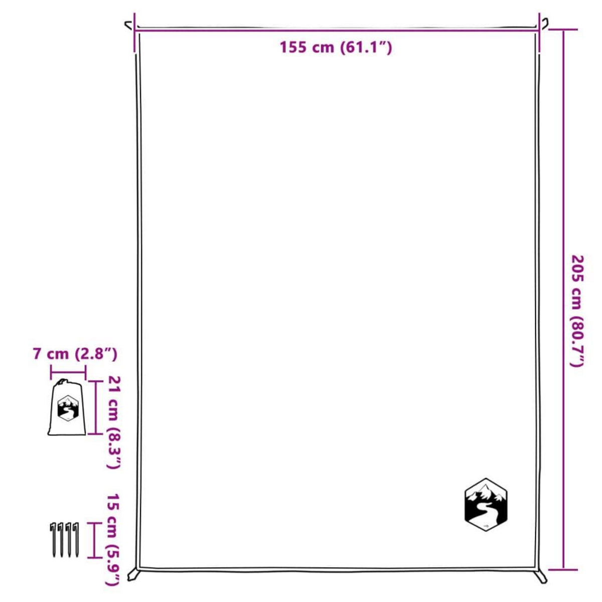 VIDAXL Couverture de pique-nique avec piquets vert 205x155 cm