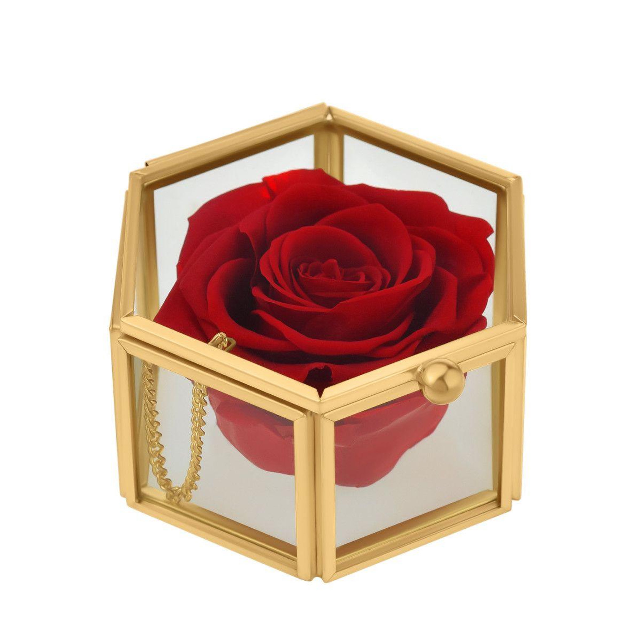 Voir la diapositive 2 : SC CRYSTAL Coffret en verre décoré d'une rose éternelle - stabilisée