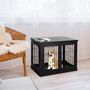 Voir la diapositive 2 : PAWHUT Cage pour chien animaux cage en bois MDF classe E1 3 portes verrouillables max. 30 Kg dim. 81L x 58l x 66H cm noir