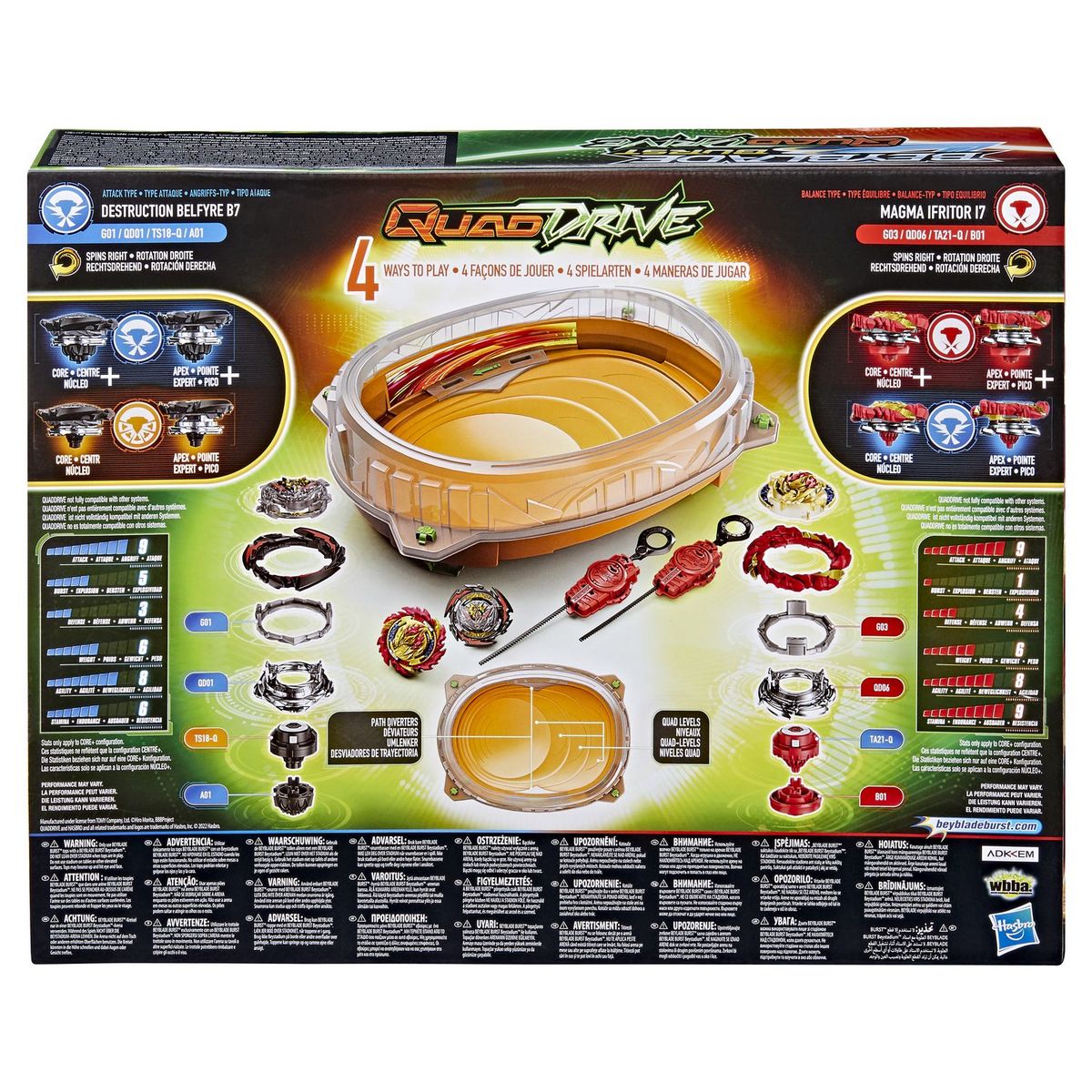 HASBRO Beyblade Burst QuadDrive - Set de Combat Cosmic Vector, arène Beystadium, 2 toupies et 2 lanceurs