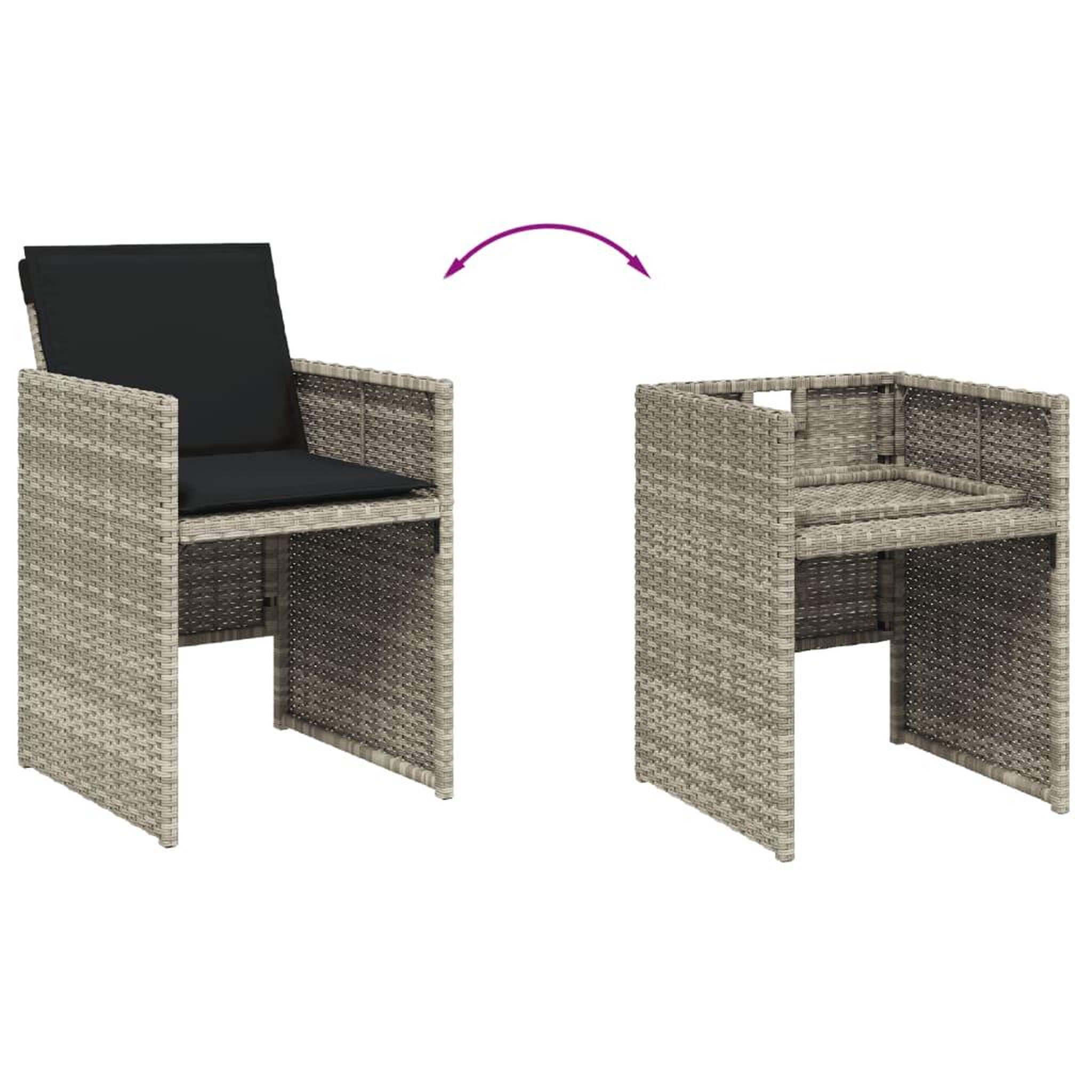 Voir la diapositive 5 : VIDAXL Ensemble a manger de jardin et coussins 9 pcs gris clair rotin