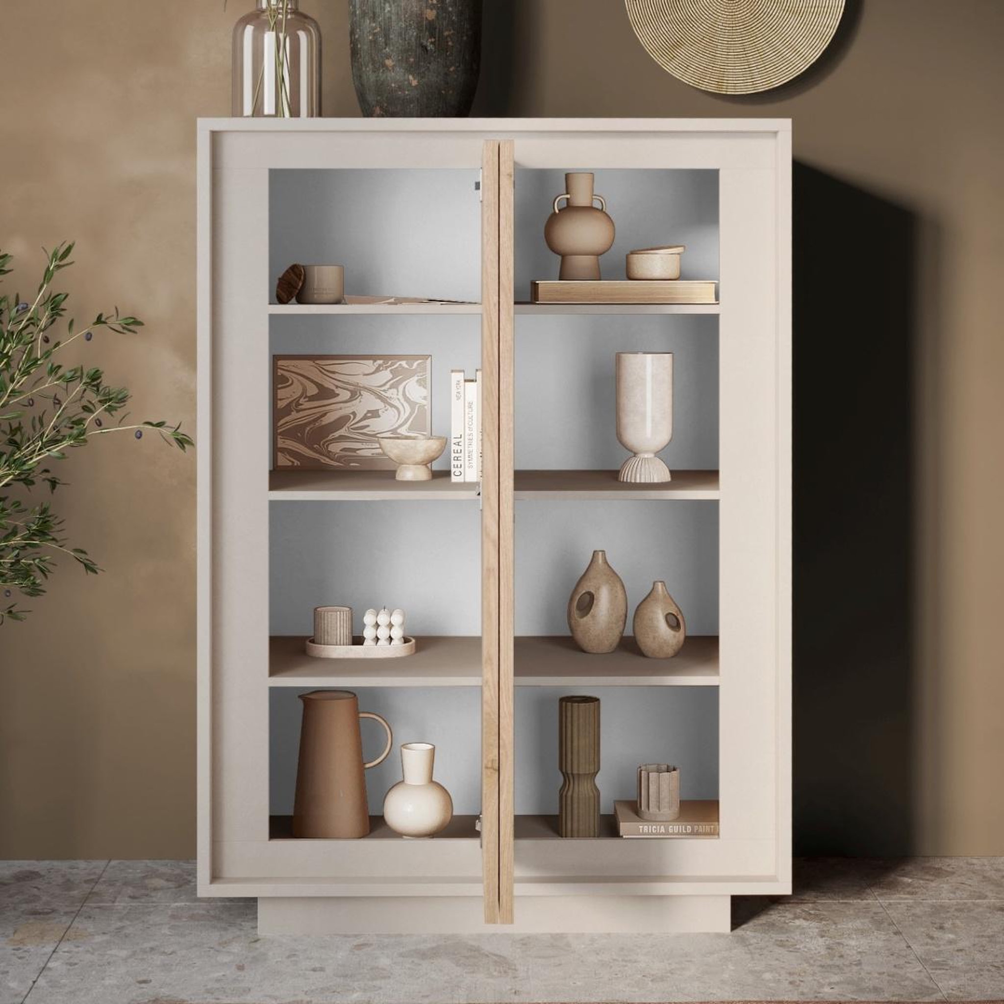 Voir la diapositive 4 : JLC KREATION Argentier-bar contemporain beige et chêne clair yori