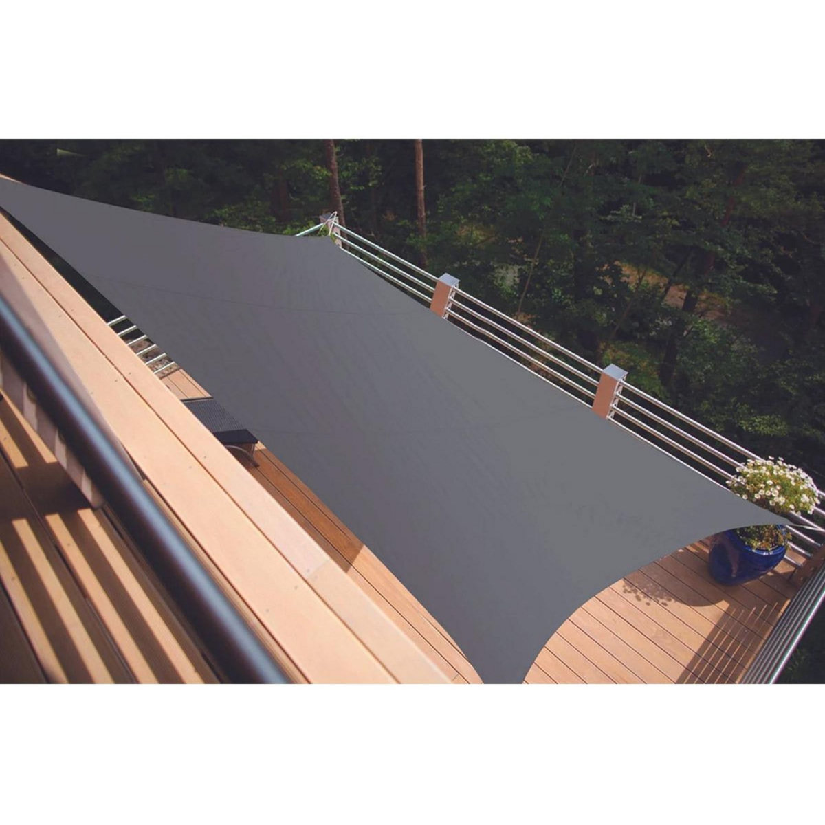 Jardiline Voile d'ombrage rectangulaire SERENITY - 3,00 x 2,00 m - Ardoise - Jardiline