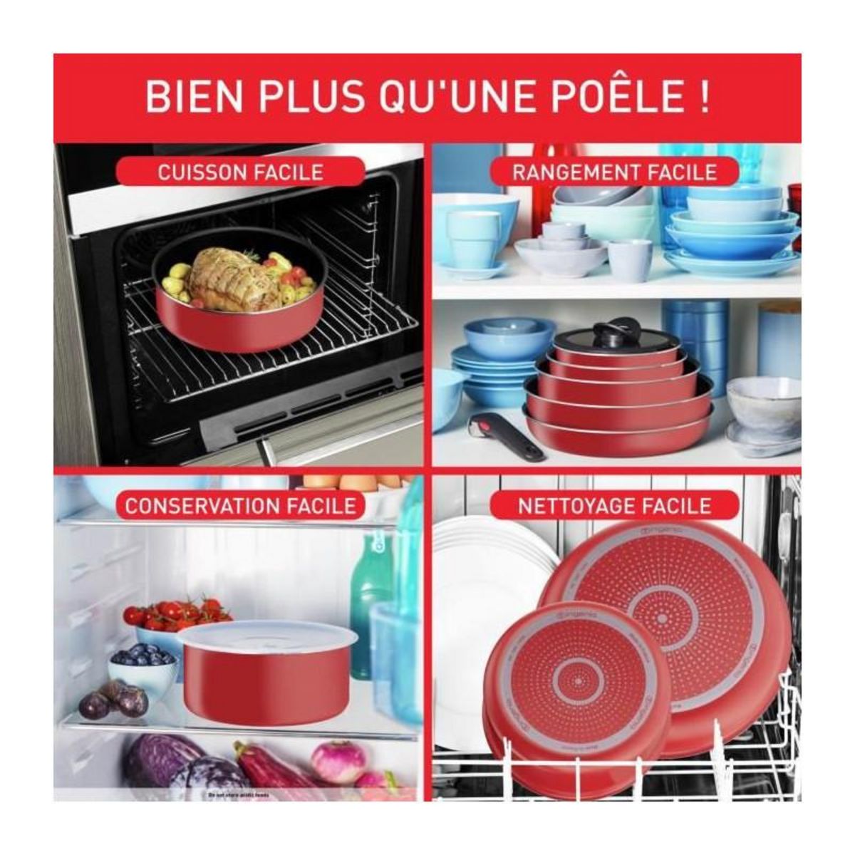 TEFAL TEFAL L1529402 INGENIO EASY COOK N CLEAN Set 10 Pieces : Poeles + Casseroles + Wok + Sauteuse + Couvercles hermétiques + Poign